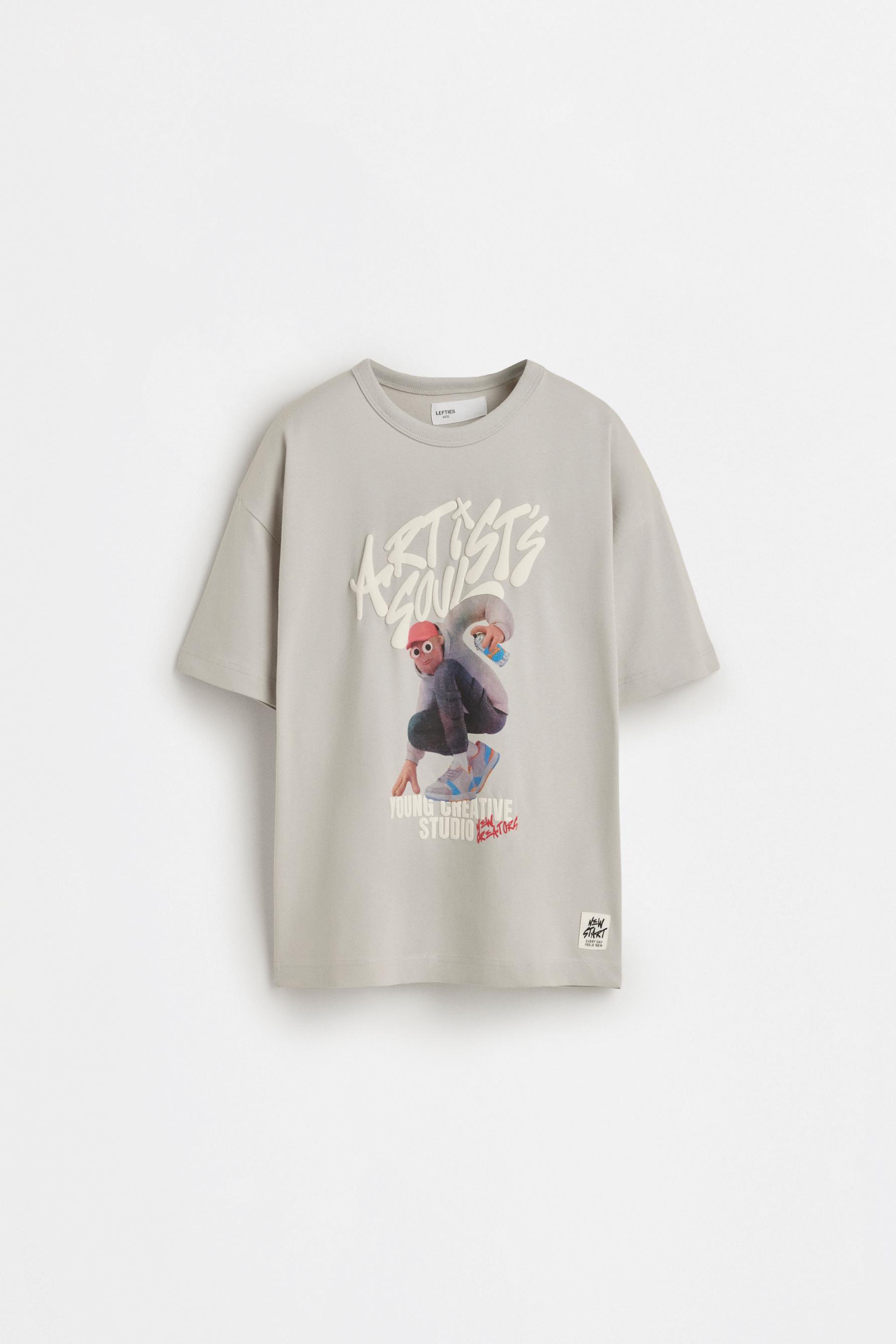 Graffiti print T-shirt — PALE GREY
