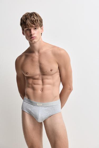 Pack of 5 contrast briefs — GREY/BLUE 2