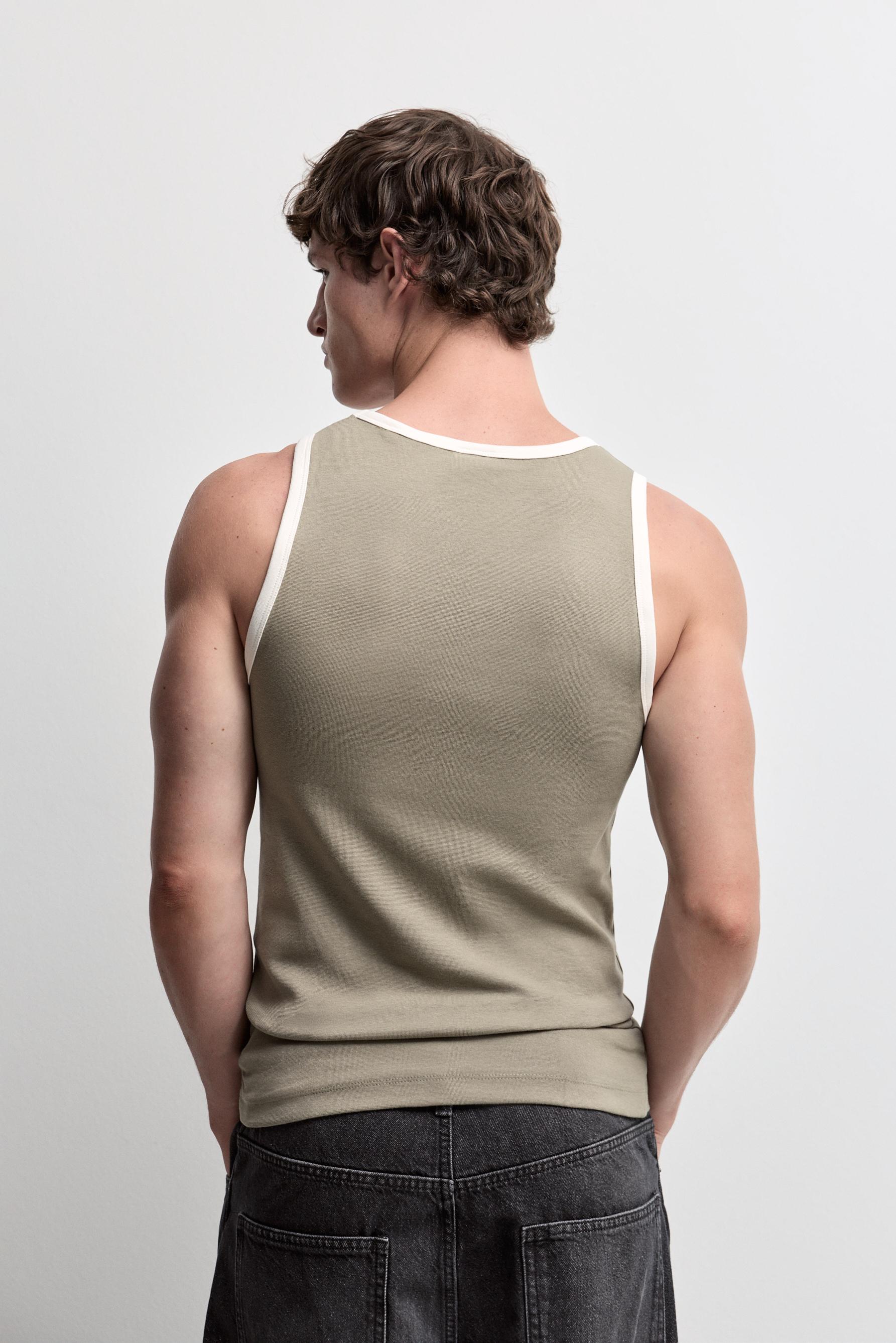 Contrast print tank top — PALE GREEN