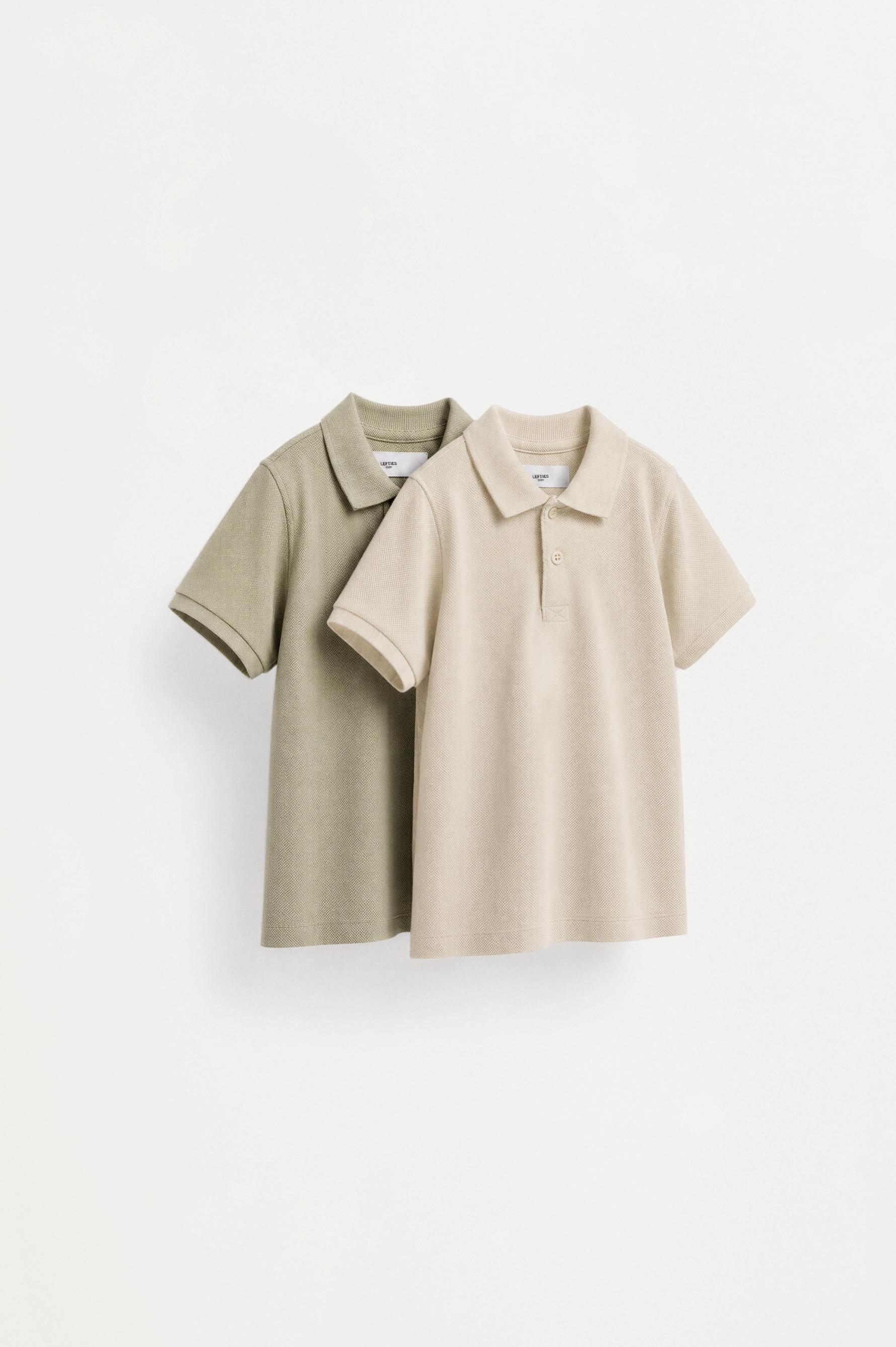 2-pack of plain polo shirts — KHAKI