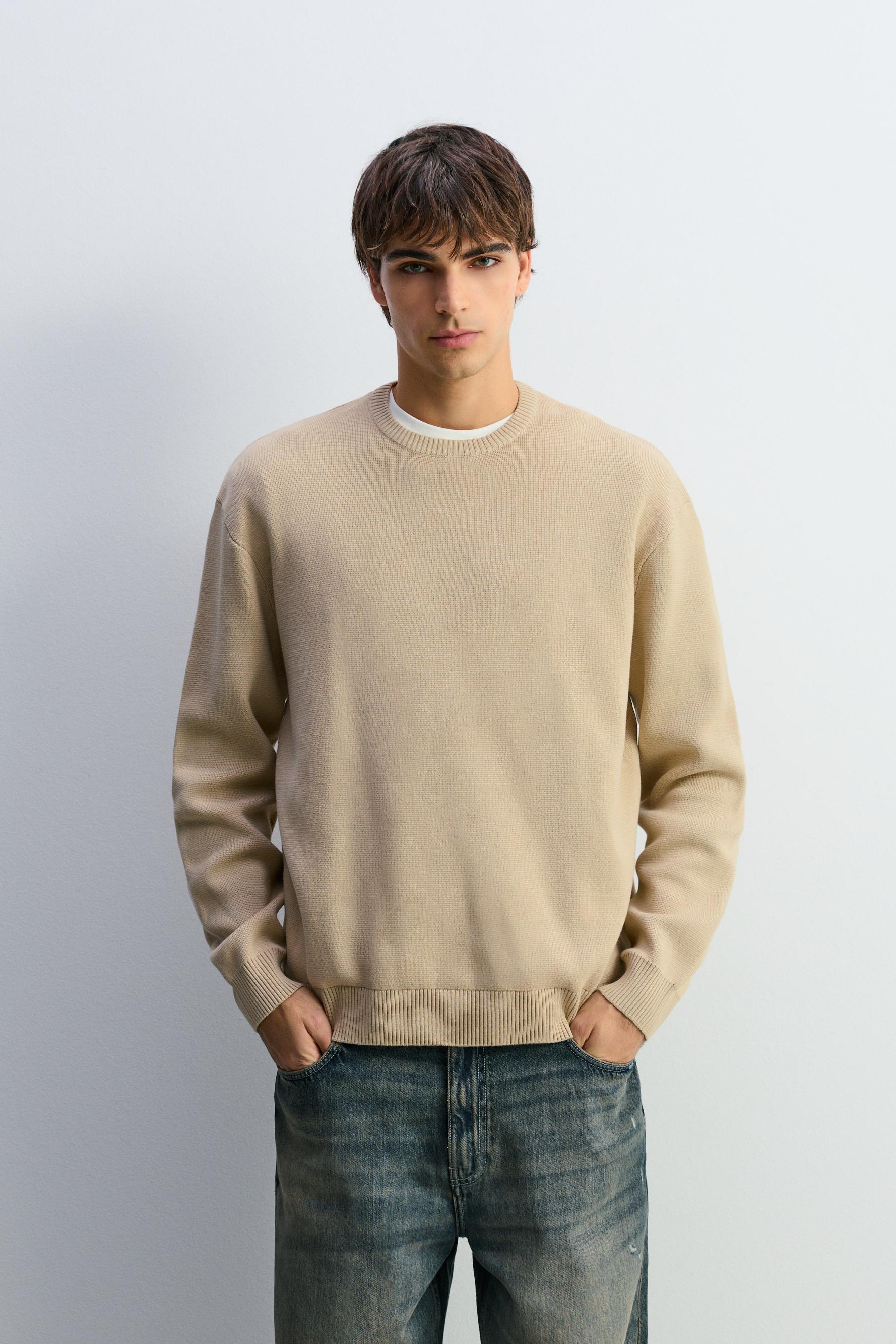 Compact knit sweater — SAND