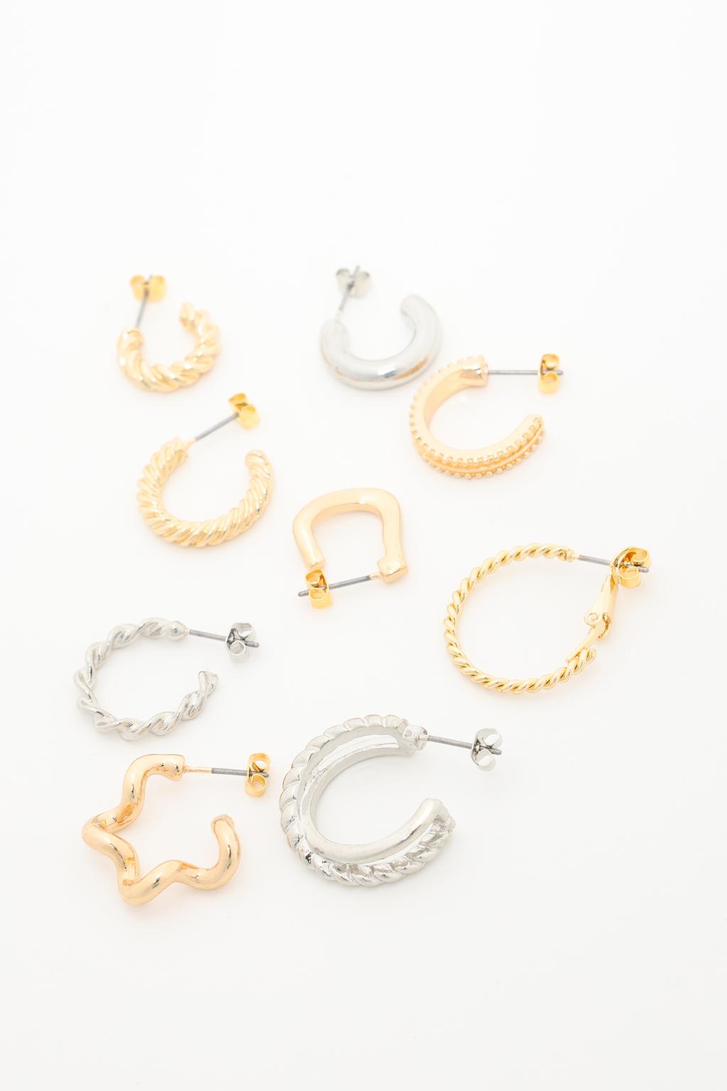 9-pack of hoop earrings