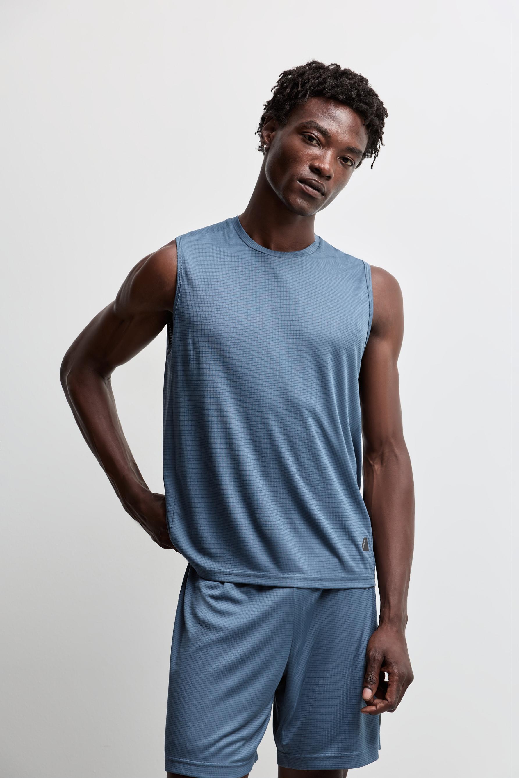 Sleeveless sports T-shirt — STEEL BLUE