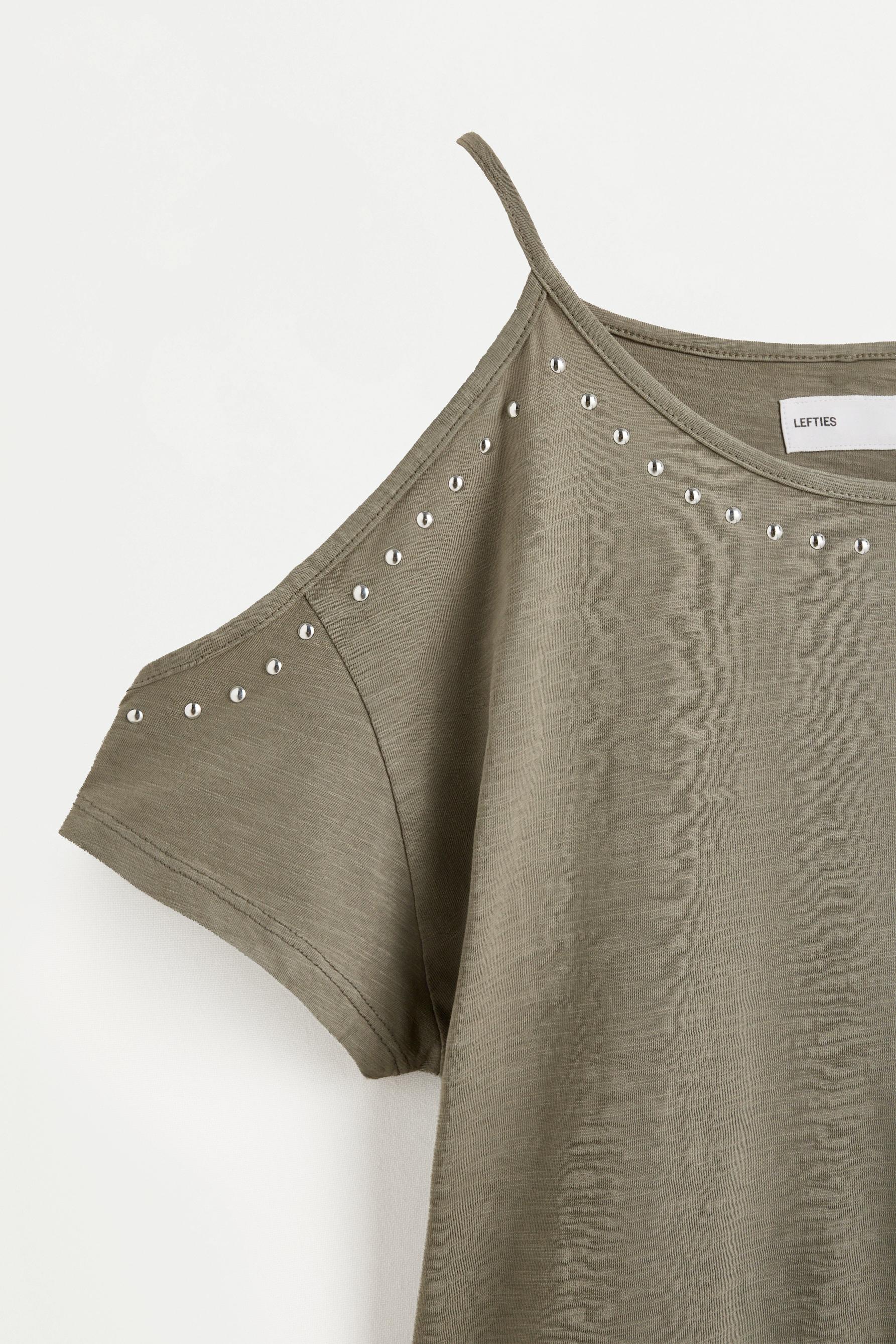 Cut-out and studded top — DARK KHAKI