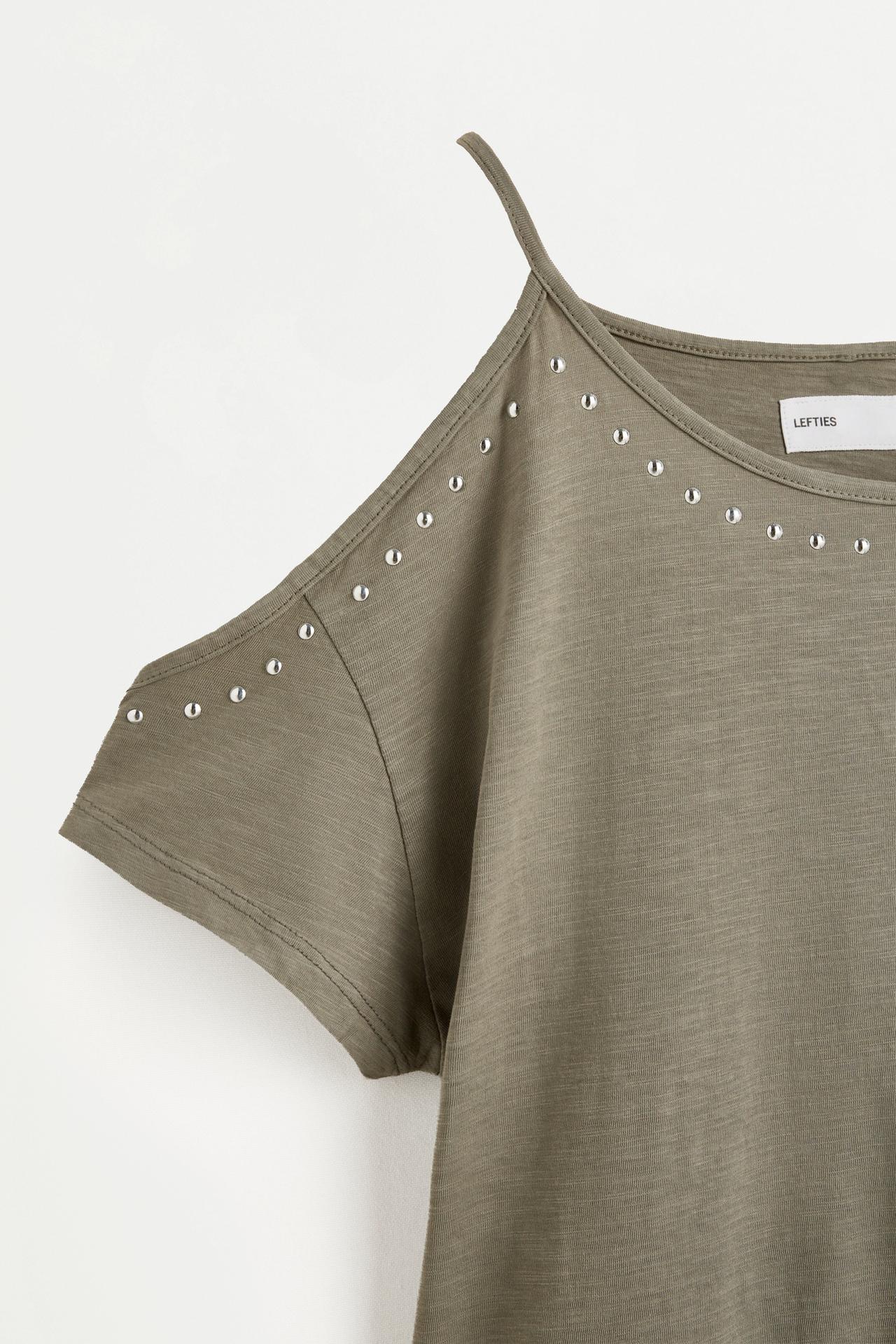 Cut-out and studded top — DARK KHAKI