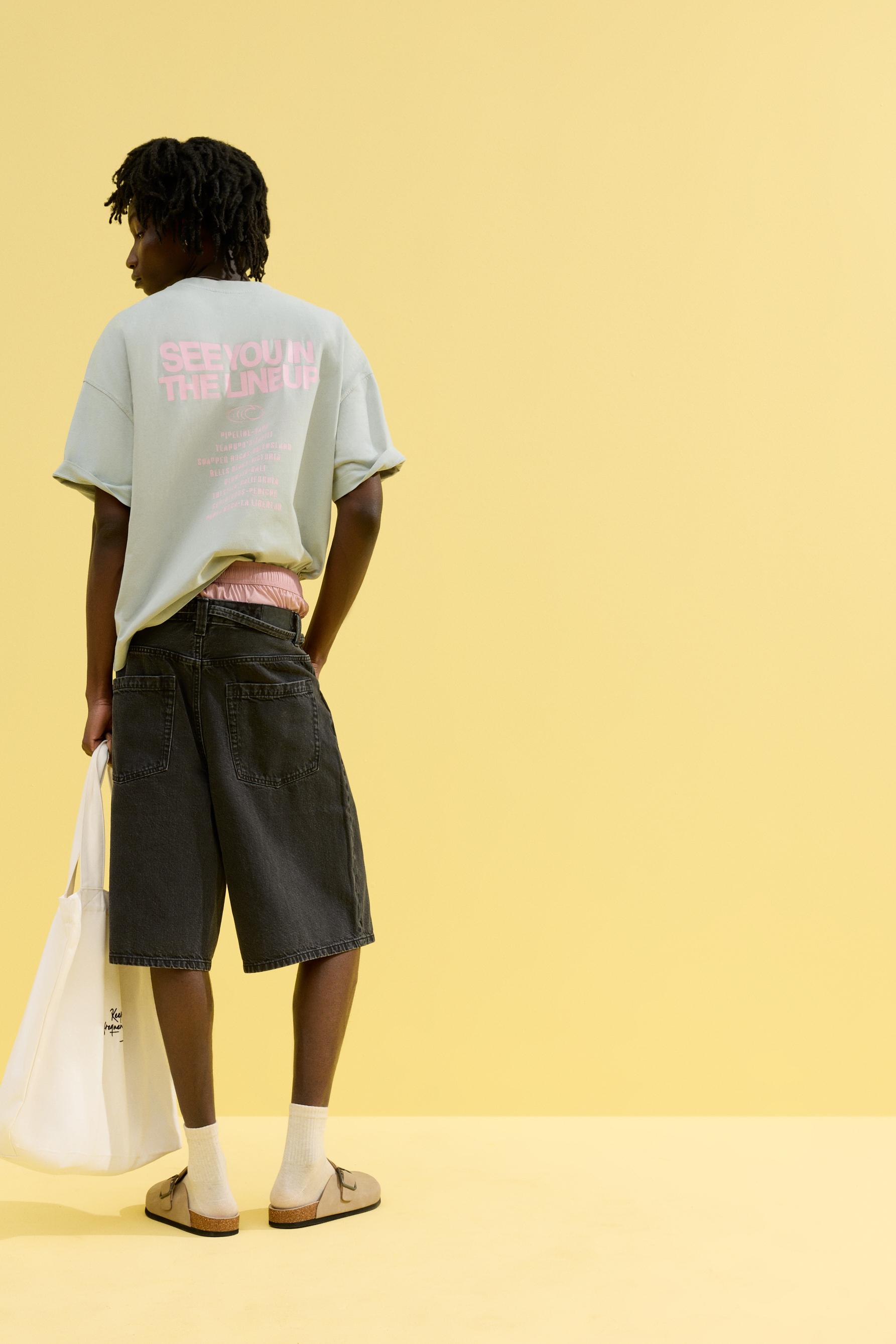 Faded effect printed T-shirt — STEEL