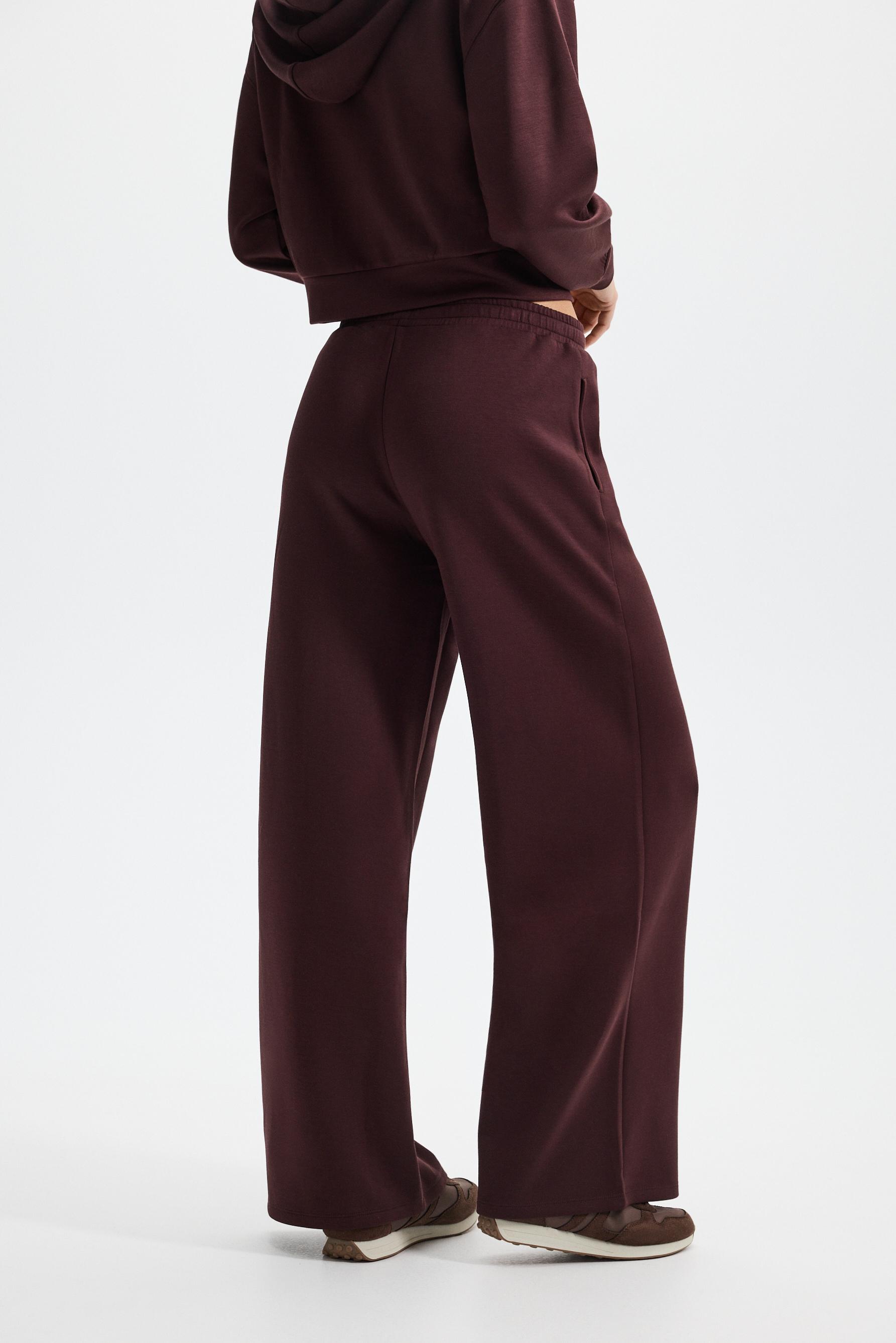 Wide-leg tracksuit trousers with front seam — WINE