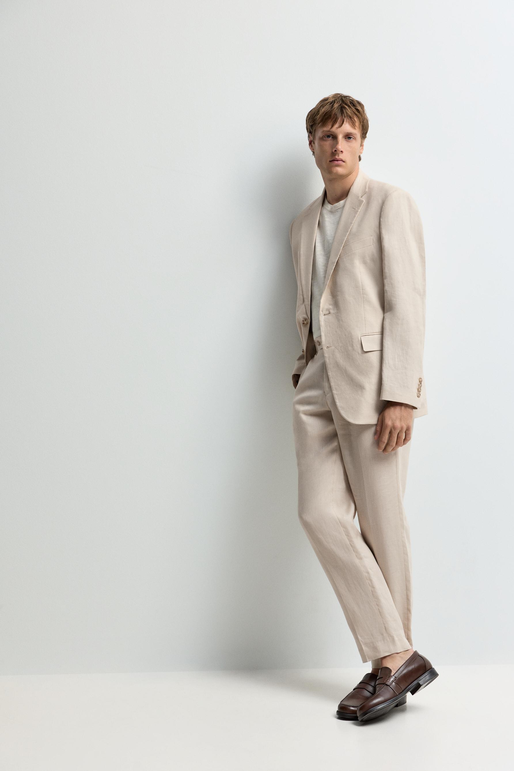 100% linen suit trousers — ECRU
