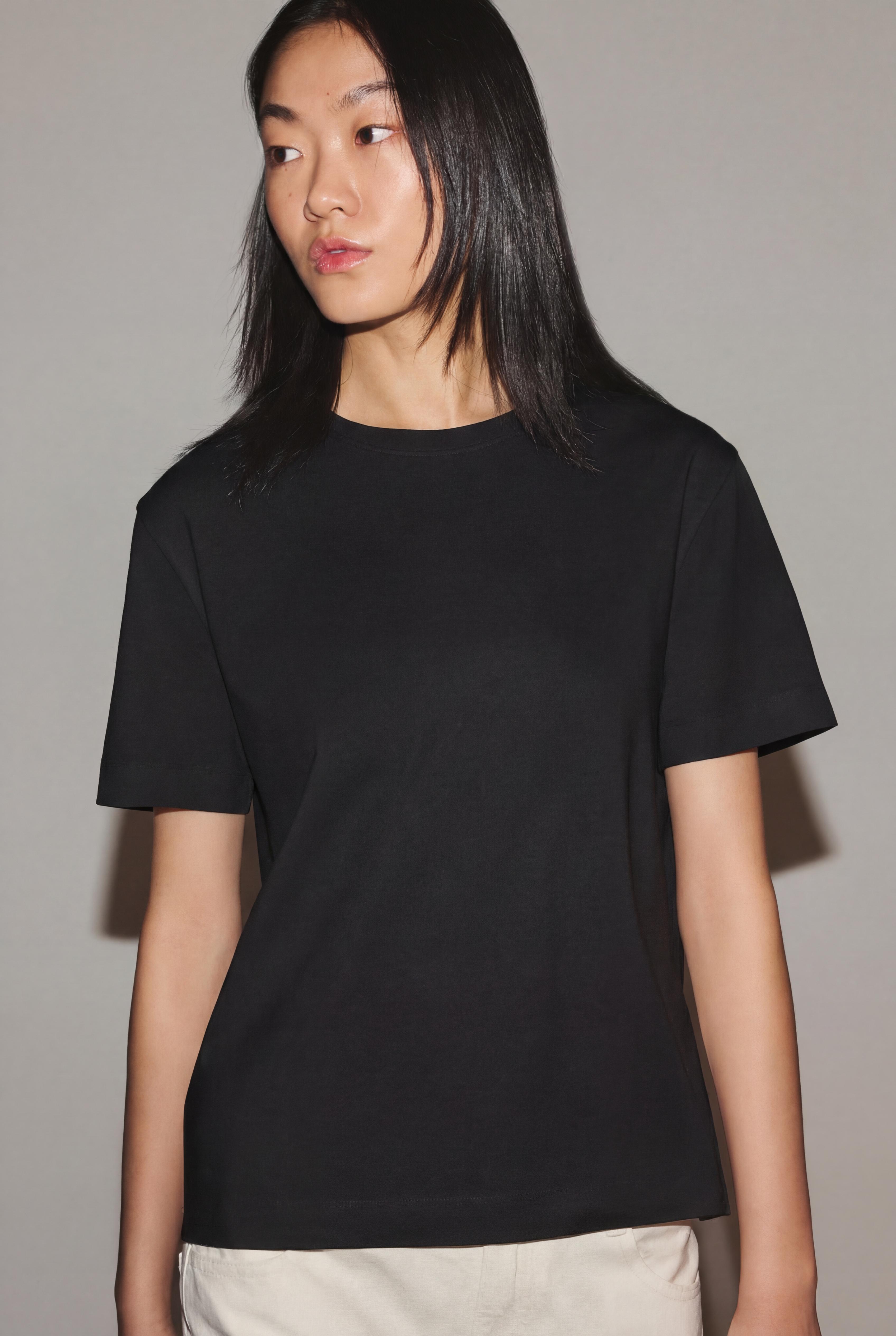 2-pack of basic round neck T-shirts — BLACK