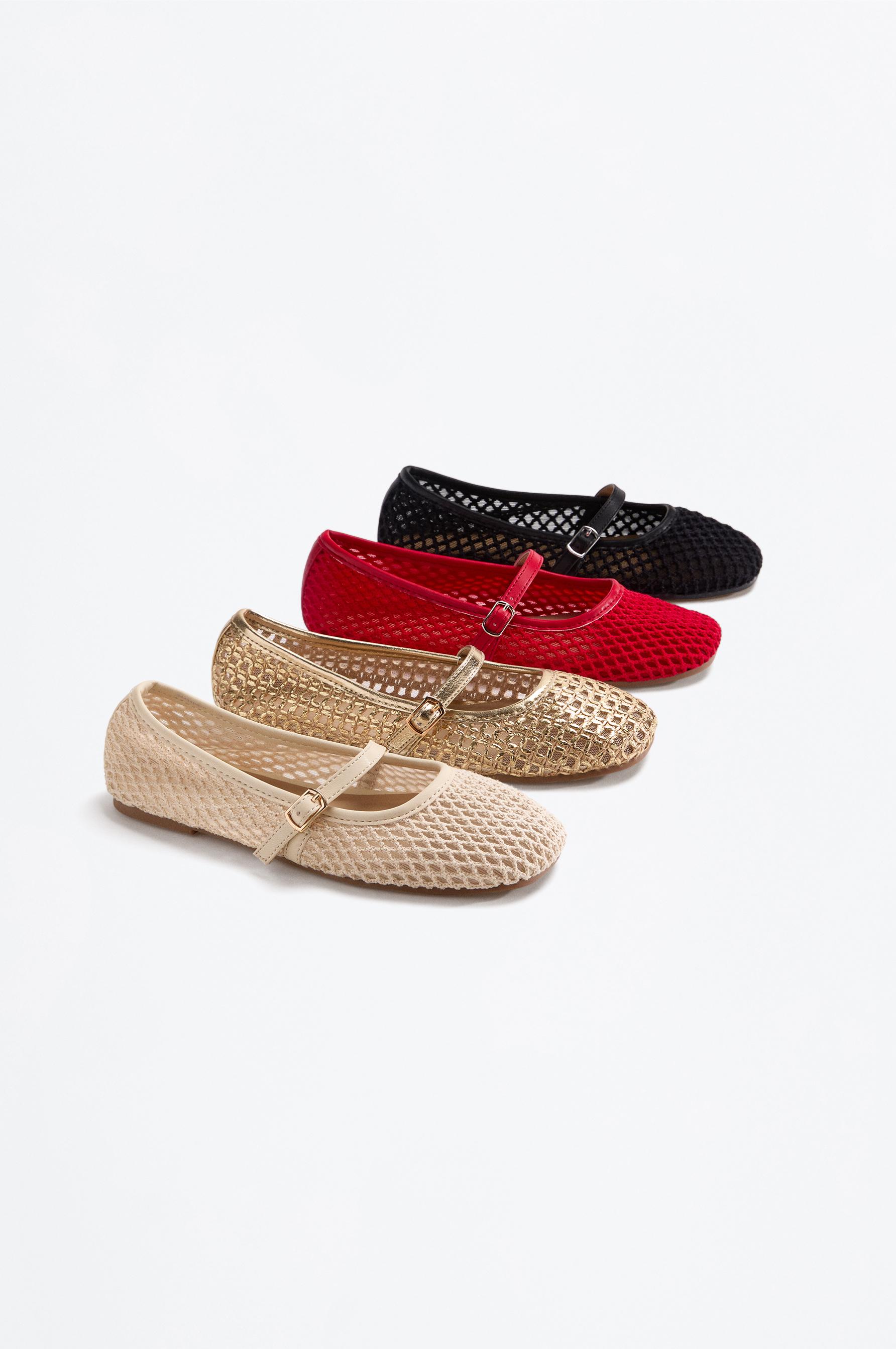 MESH BALLET FLATS — RED