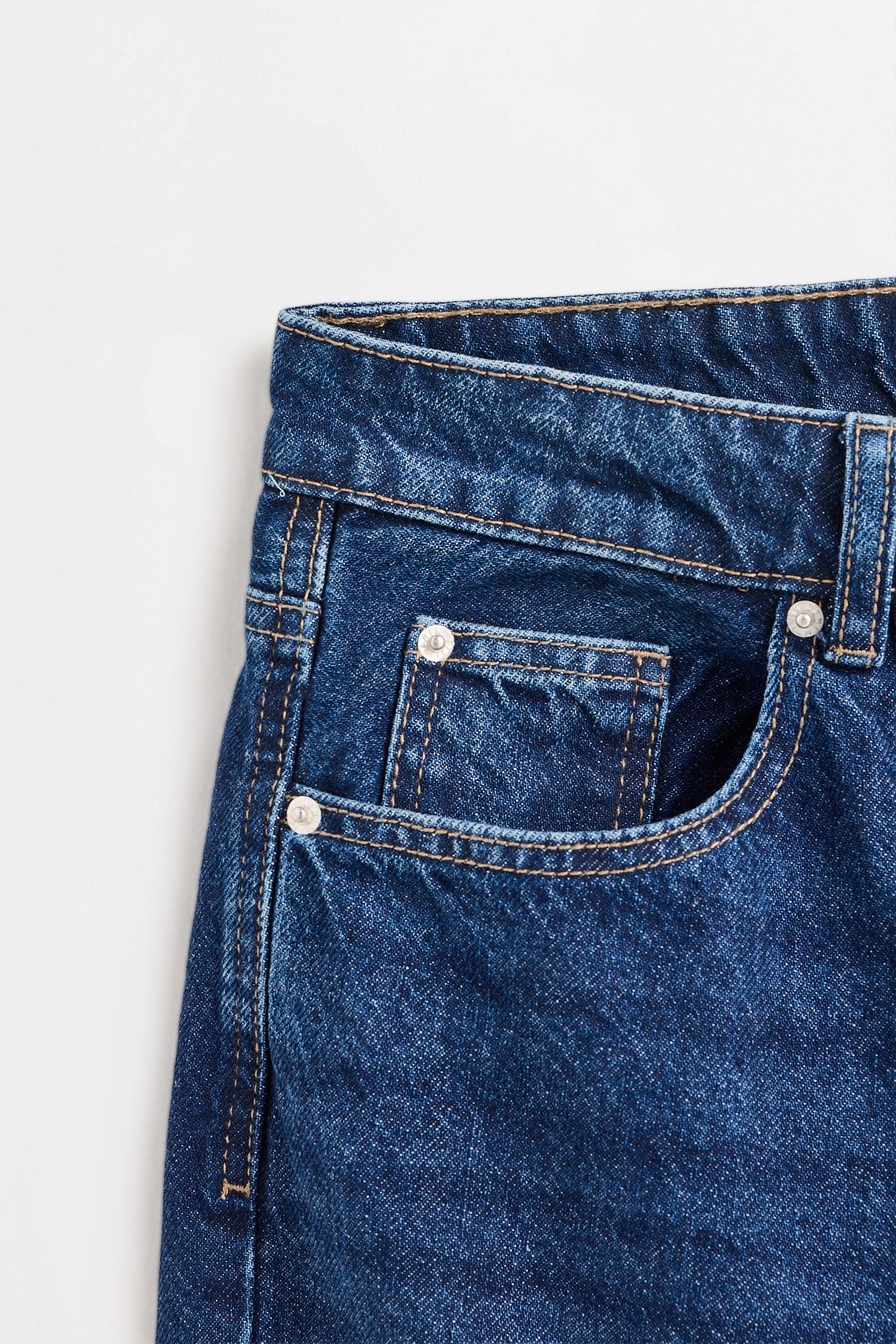 Slim fit wide-leg denim Bermuda shorts — DARK INDIGO