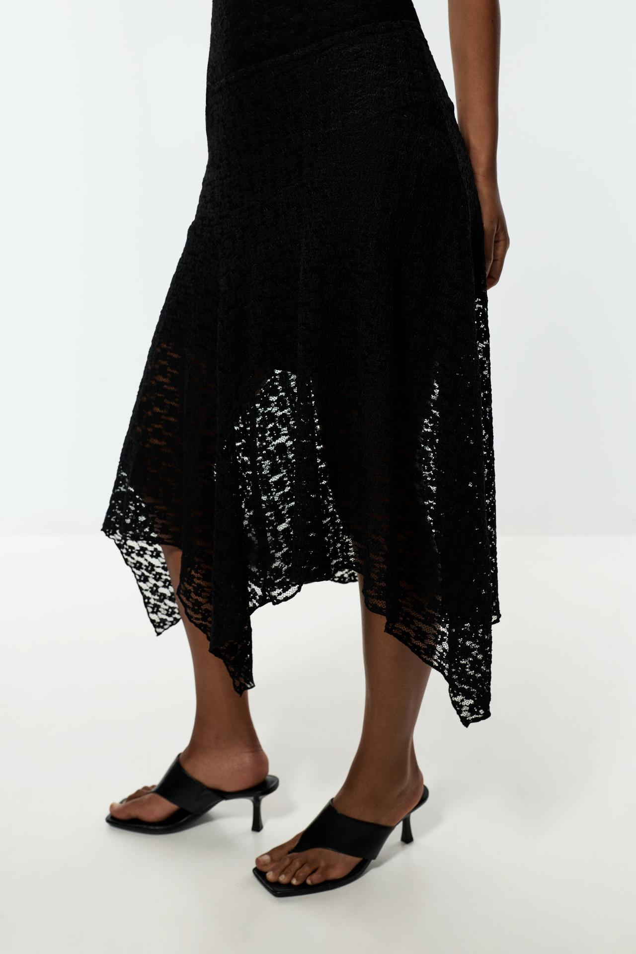 Lace midi skirt — BLACK