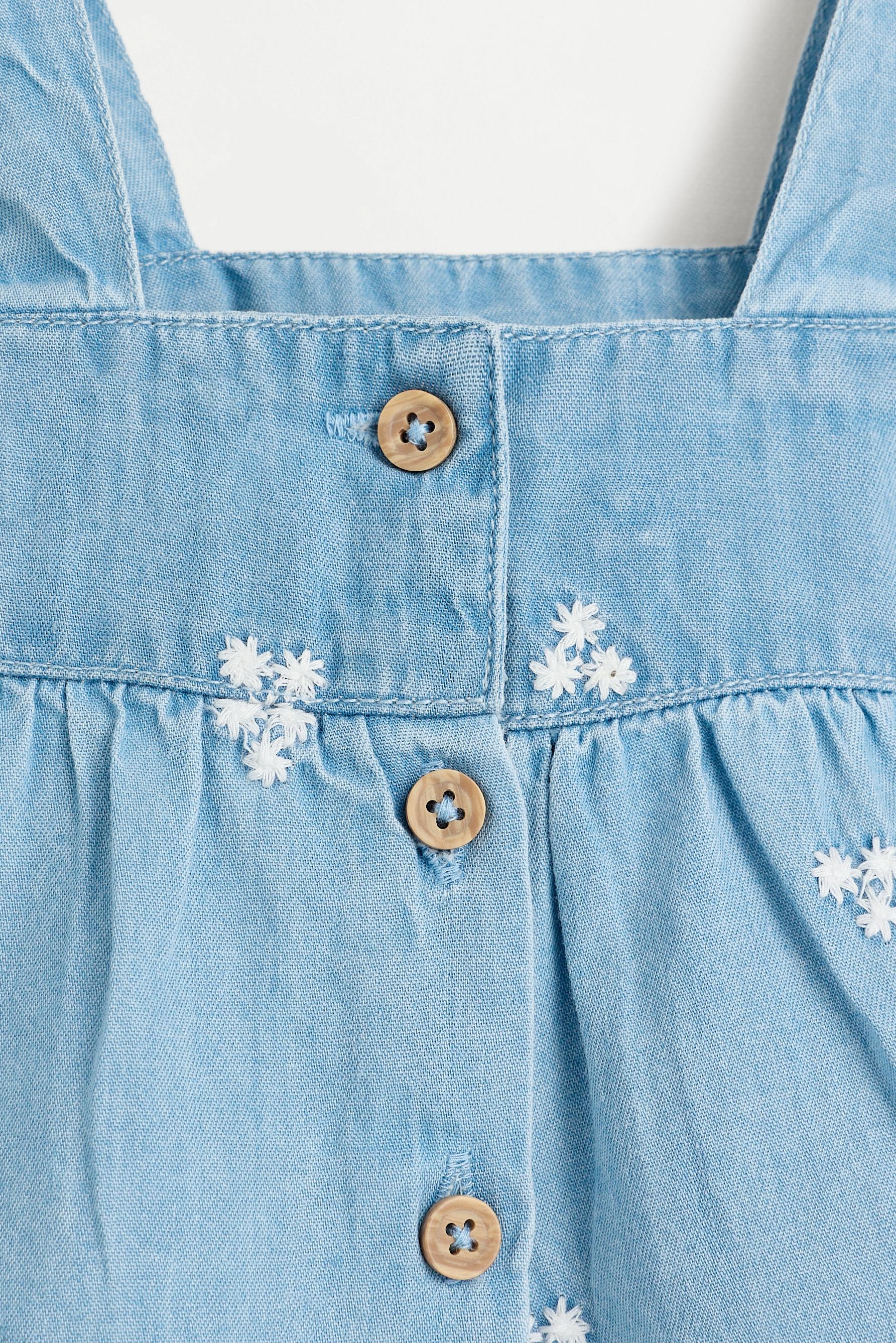 Embroidered denim top — PALE BLUE