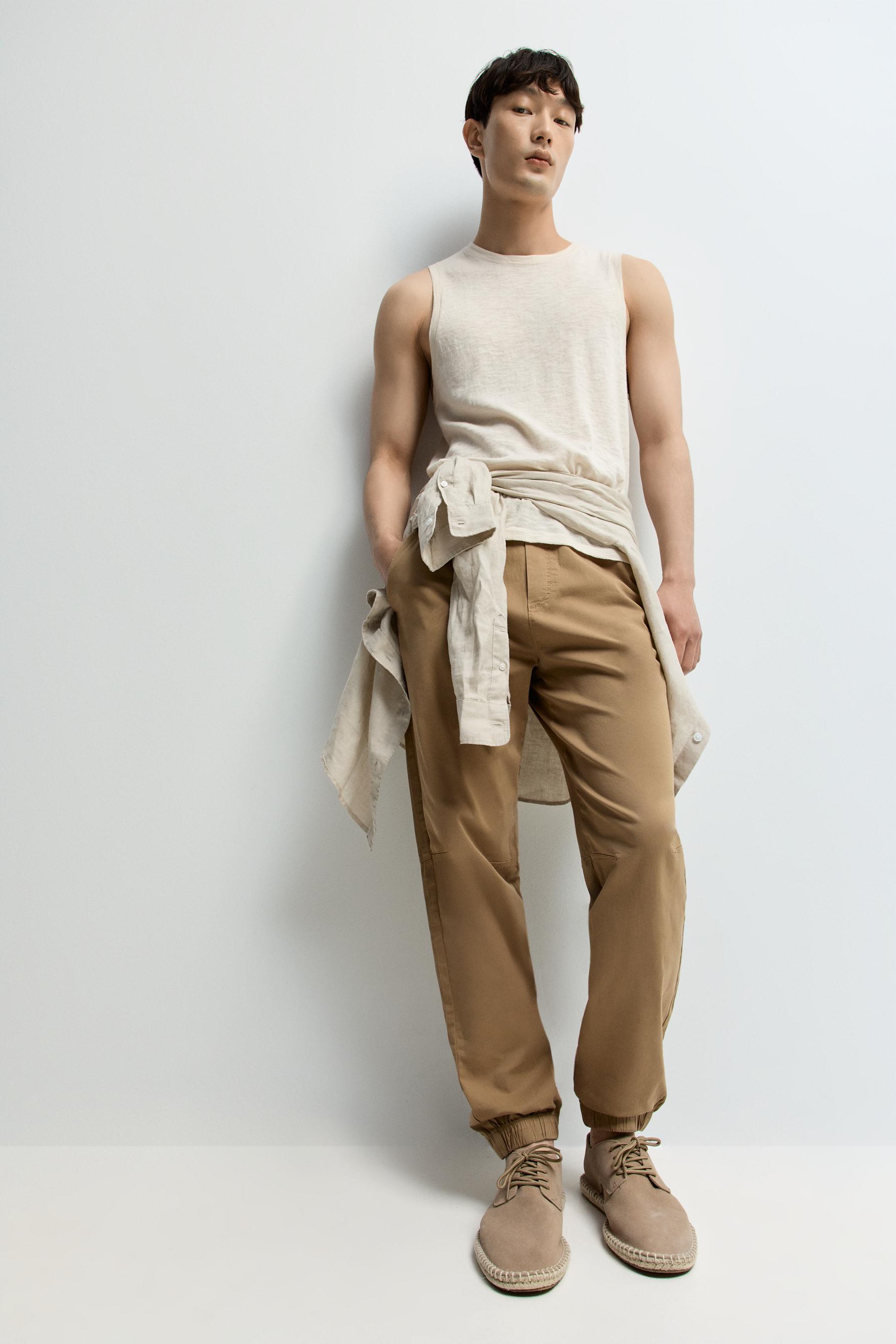 Elastic hem joggers — CAMEL