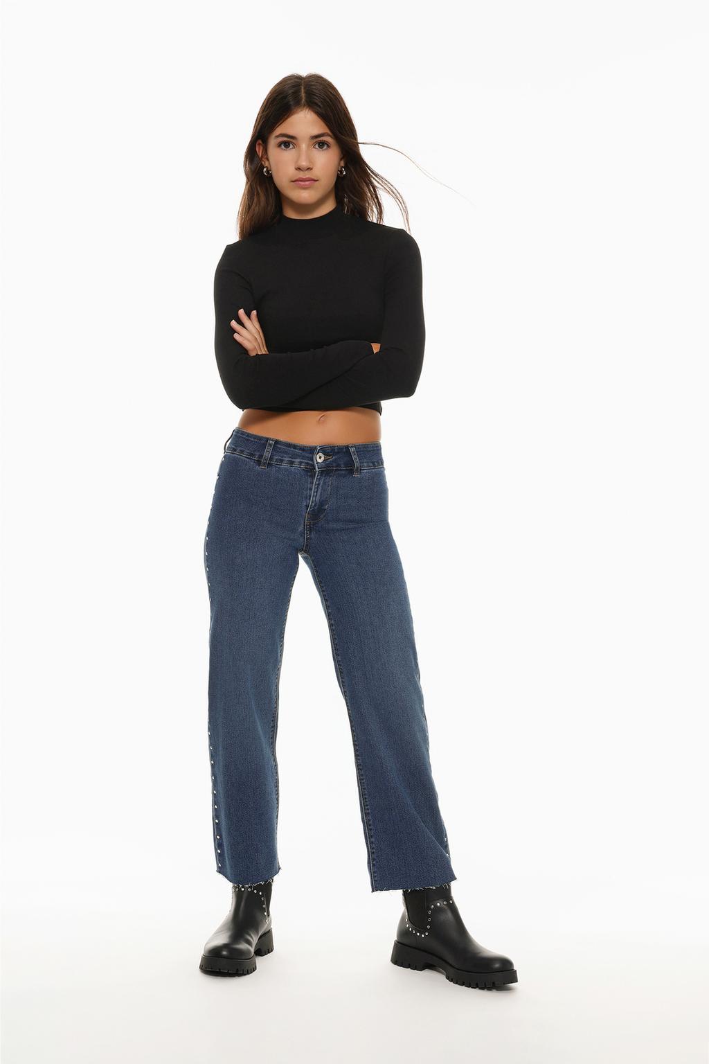 Studded culotte jeans