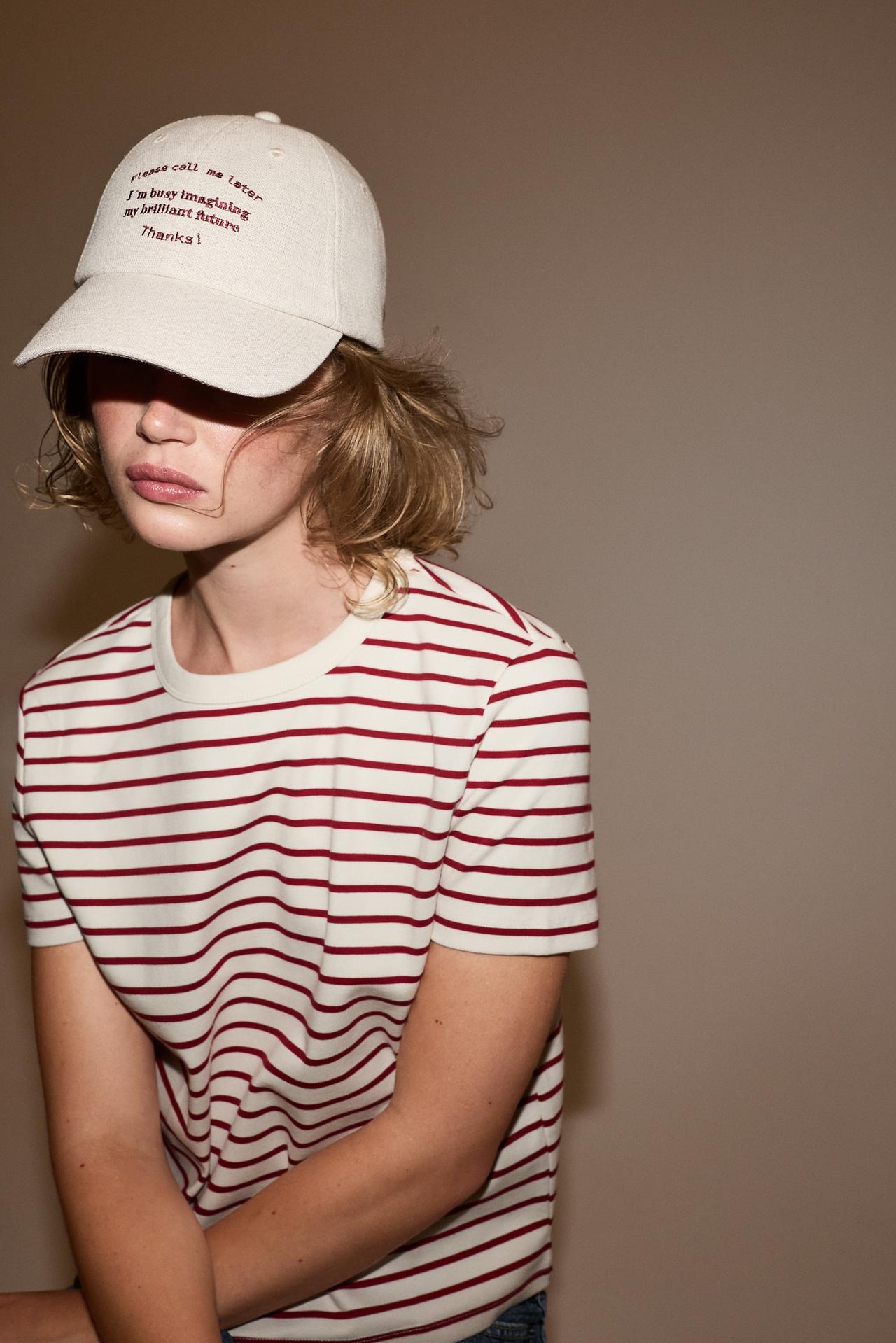 Embroidered cap — PALE ECRU