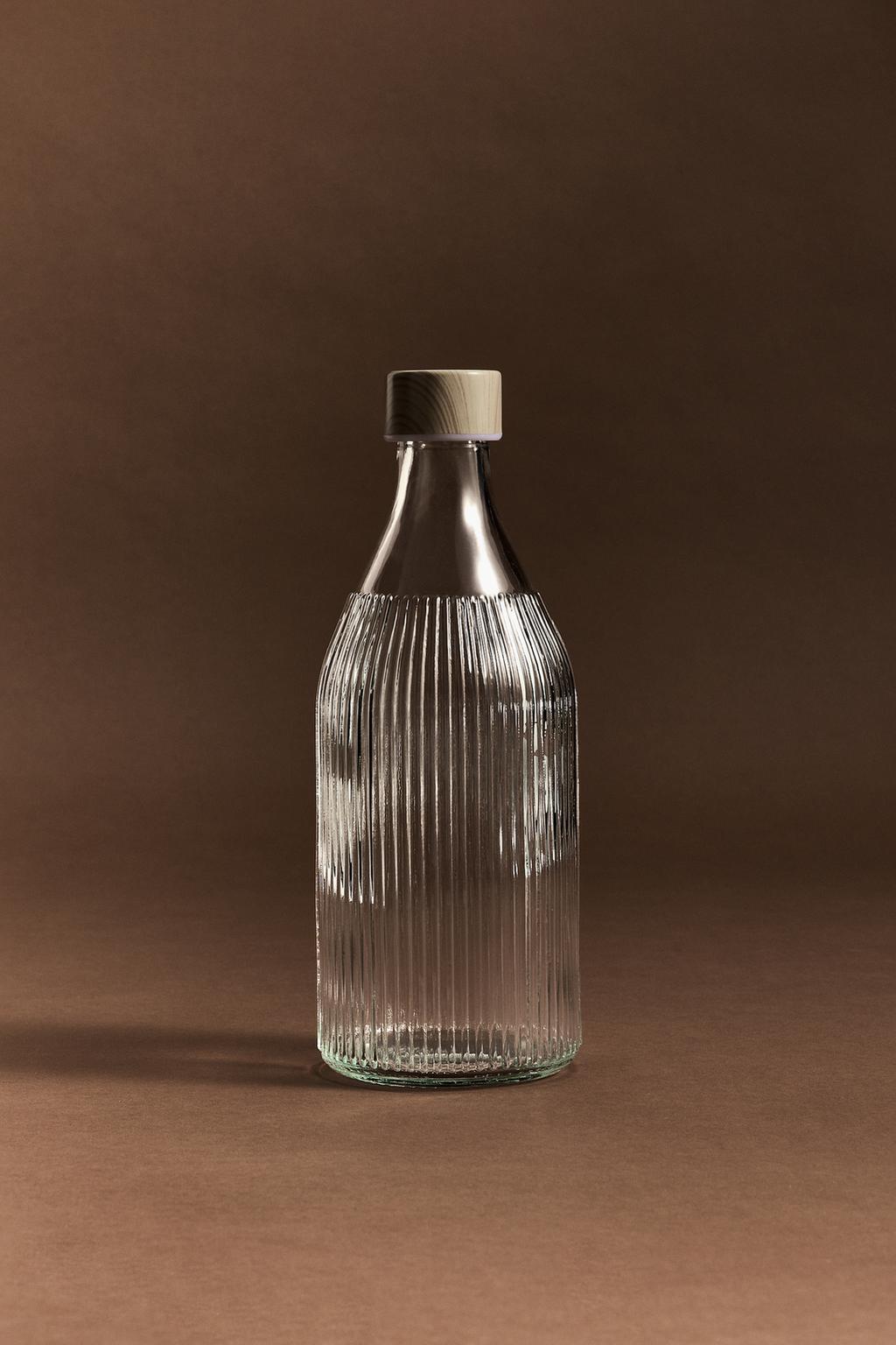 Ribbed glass bottle 1L