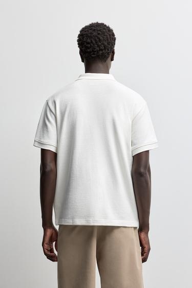 Textured embroidered polo shirt — OFF WHITE 4