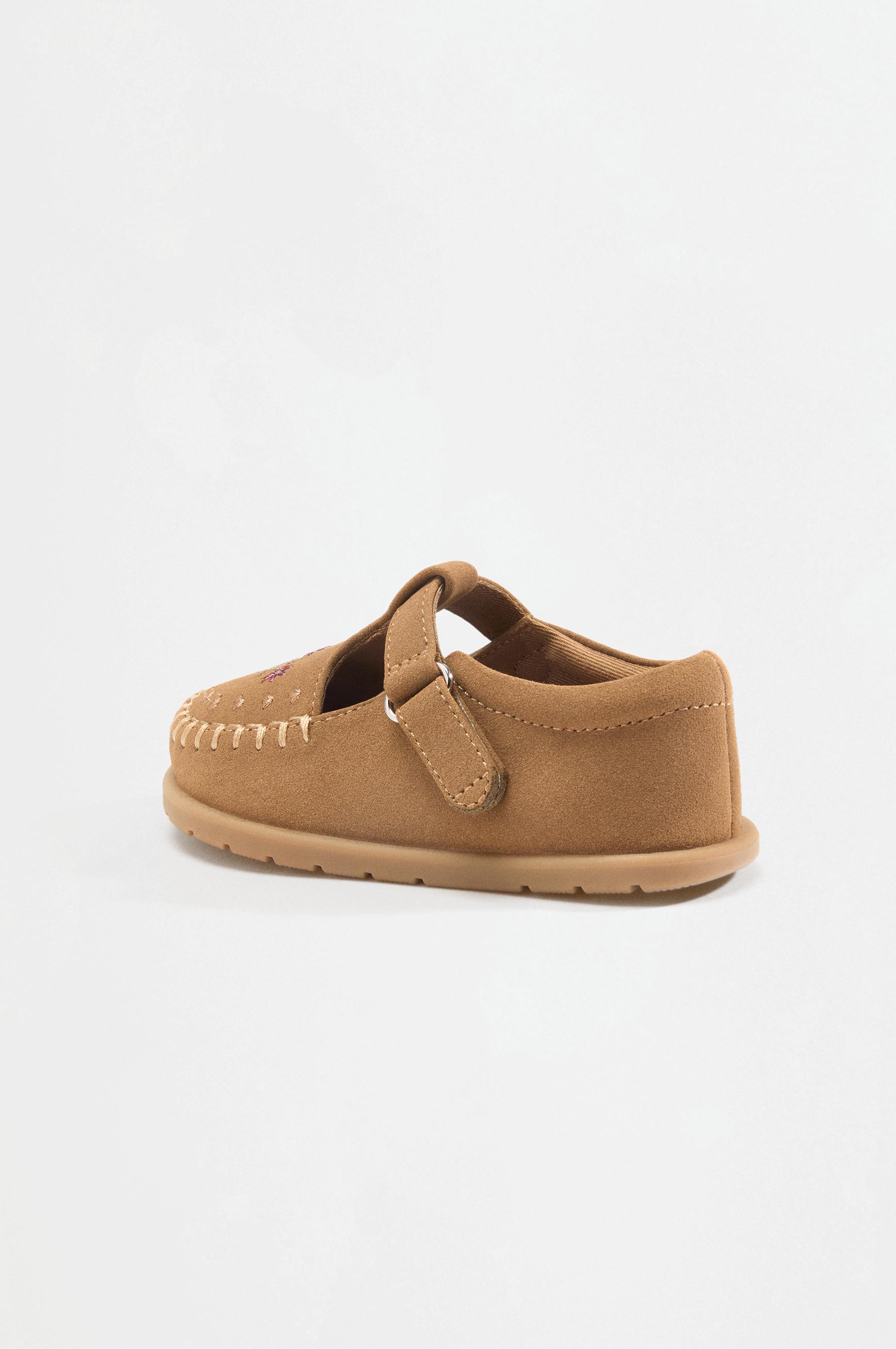 Barefoot faux suede topstitched shoes — LEATHER