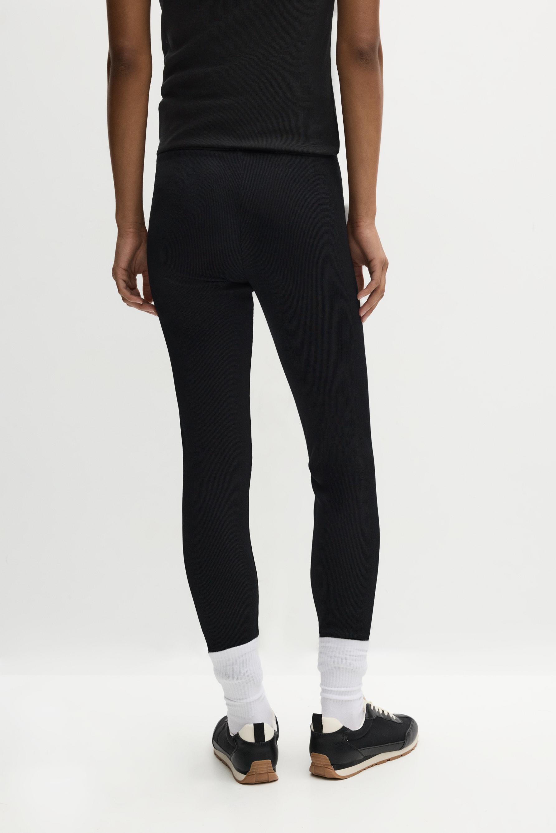 Ribbed waist leggings — BLACK
