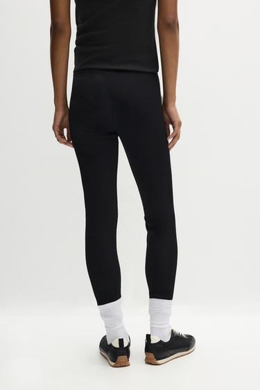 Ribbed waist leggings — BLACK 4