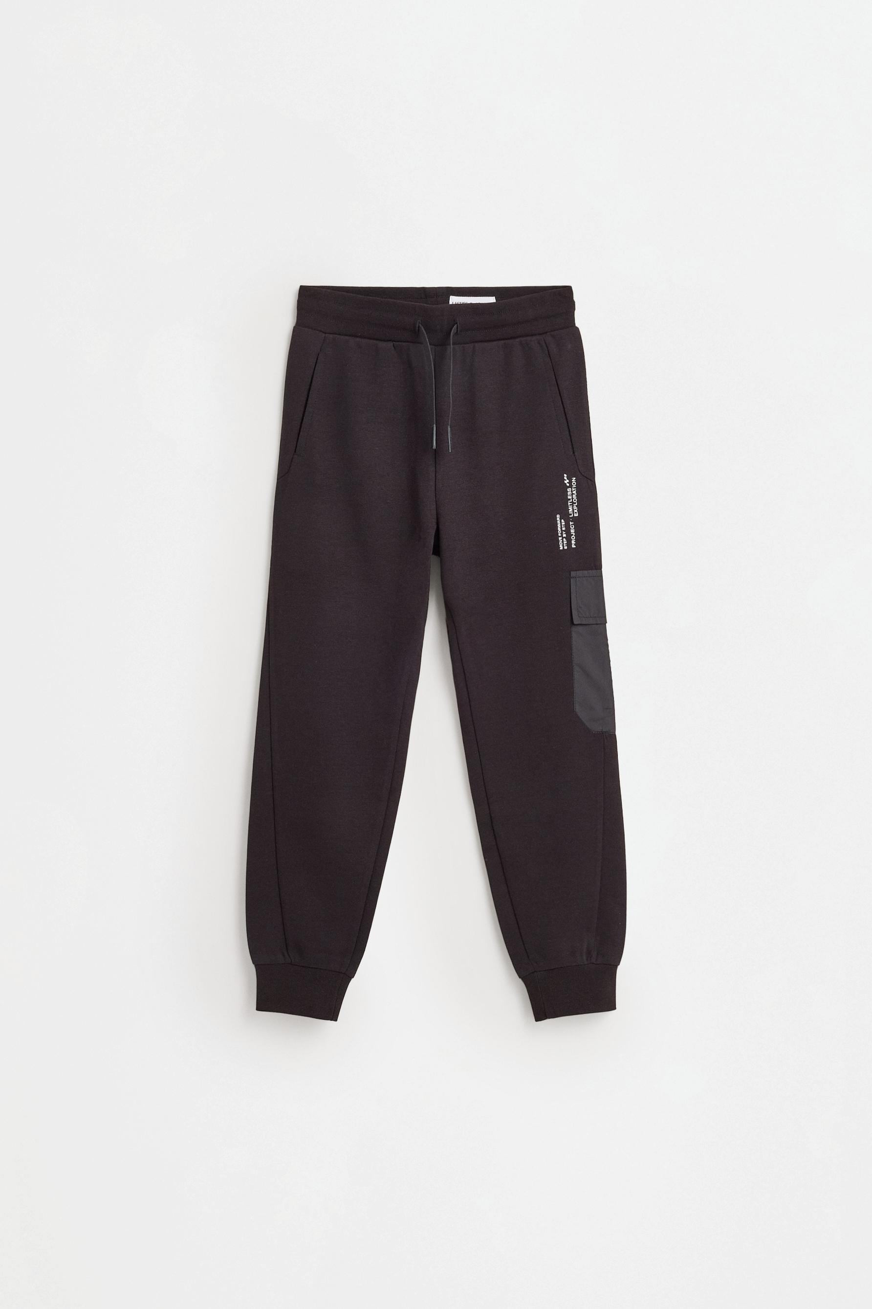 Interlock plush cargo trousers — BLACK