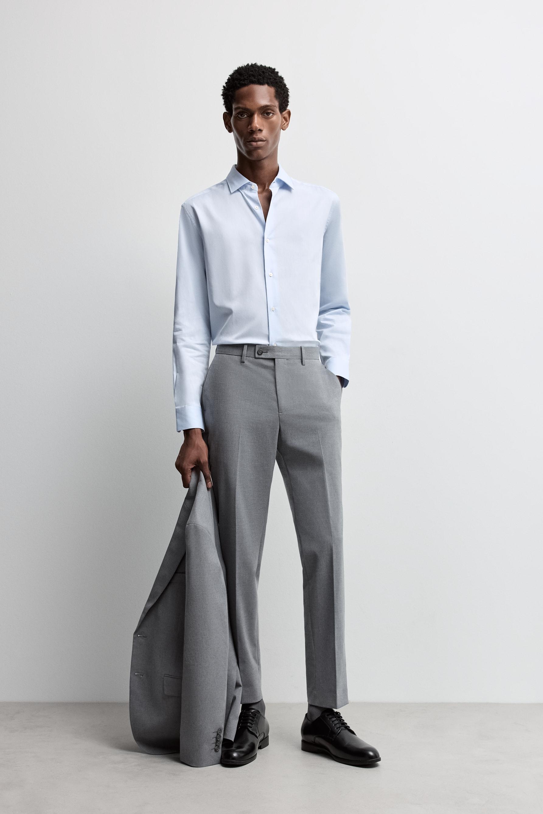 Tailored fit striped shirt — PALE BLUE