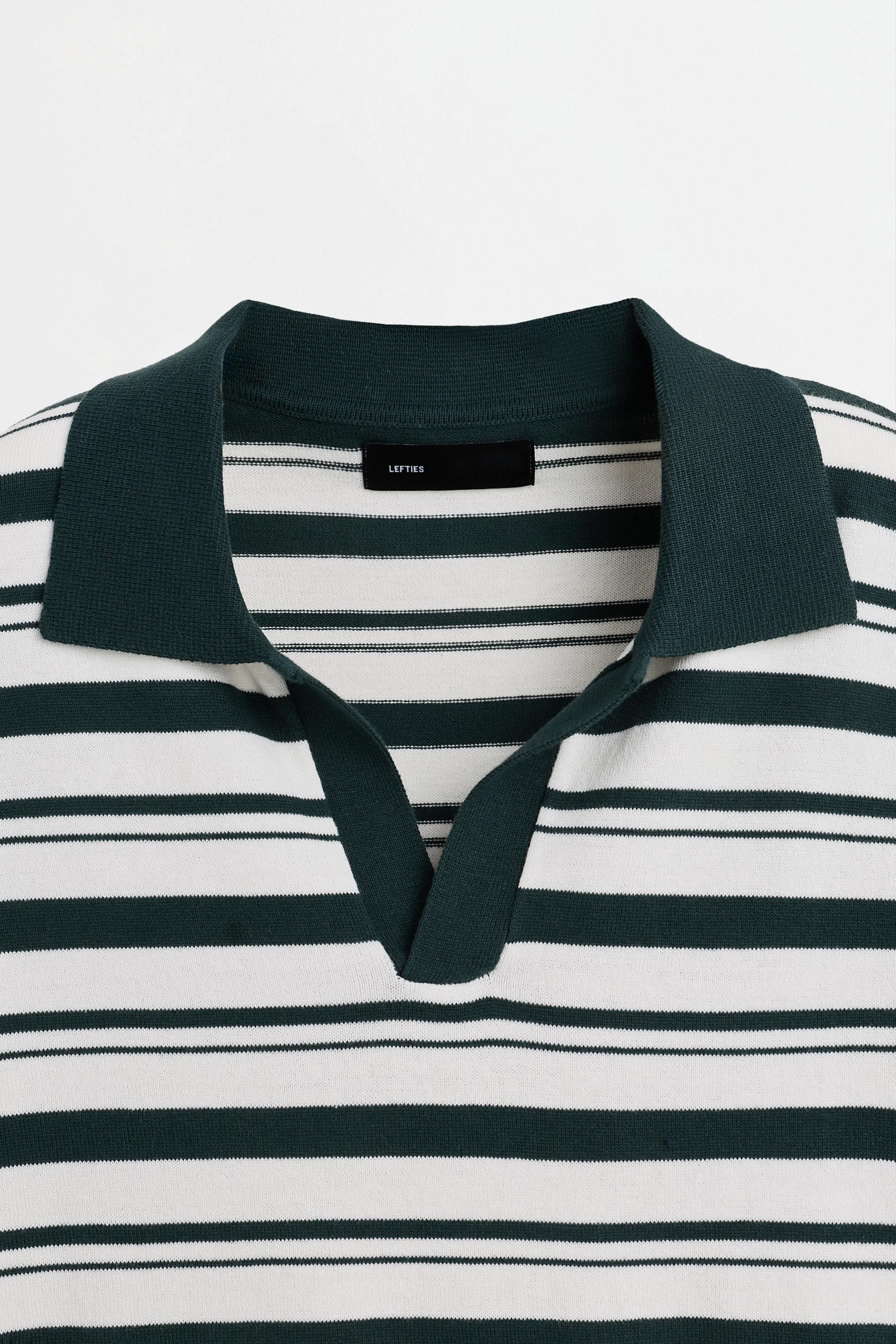 Striped knit polo — EMERALD GREEN