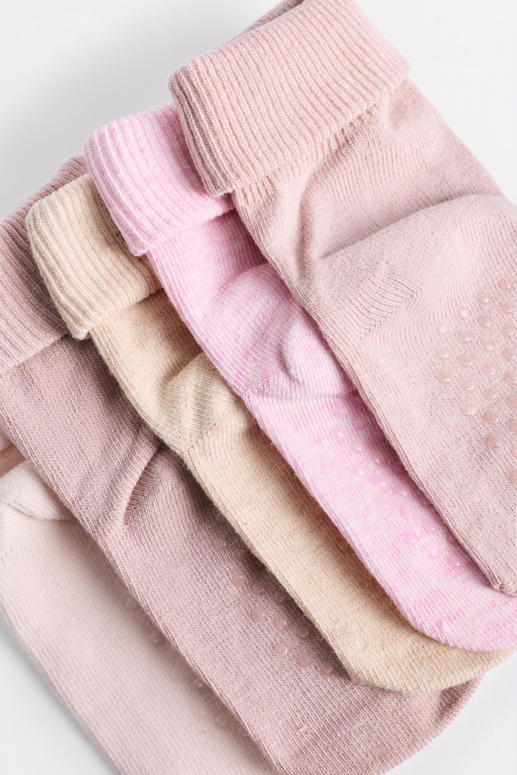 Long socks with fold-over cuff (5-pack) — PINK TONES