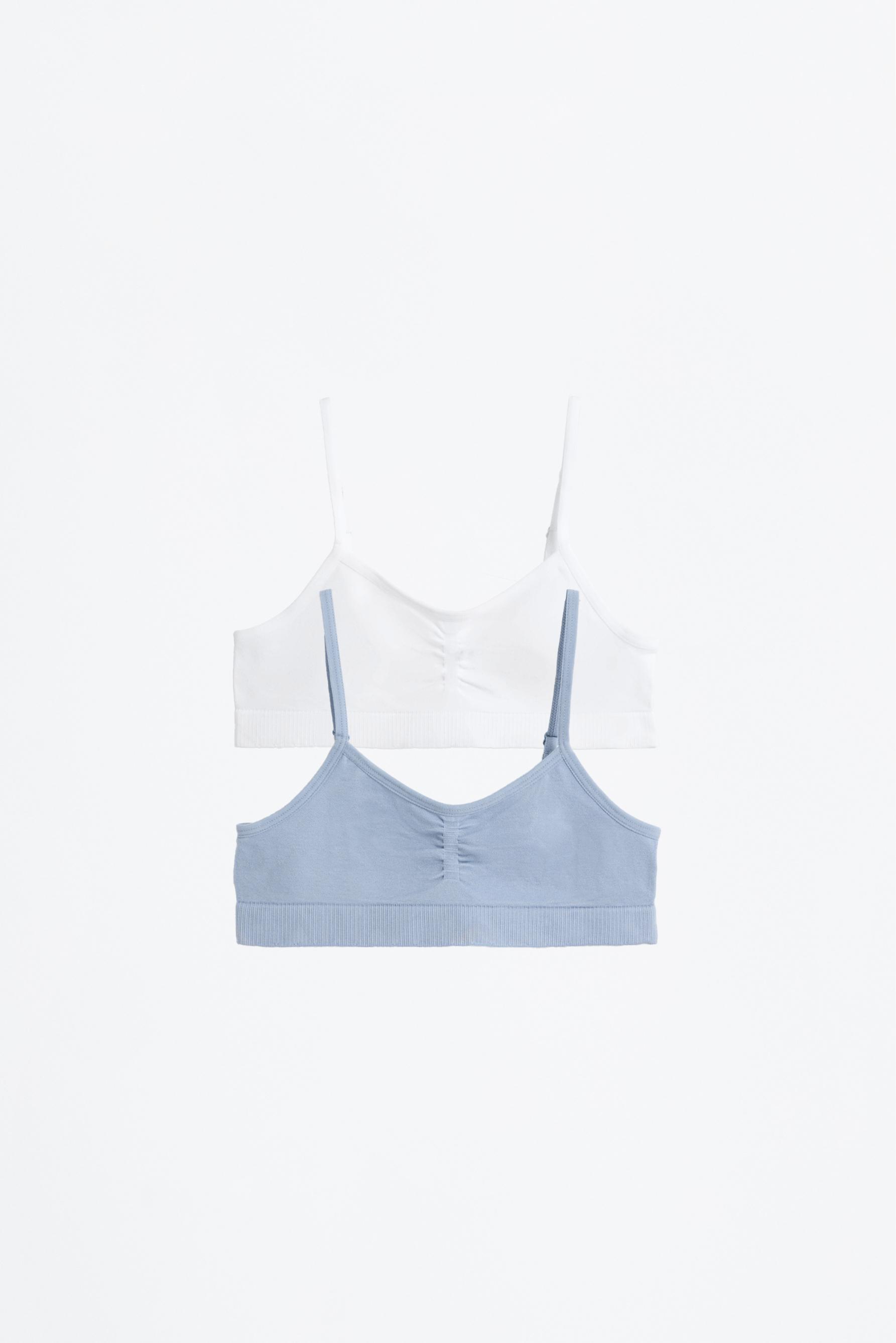 Pack of 2 seamless tops — WHITE/SKY BLUE