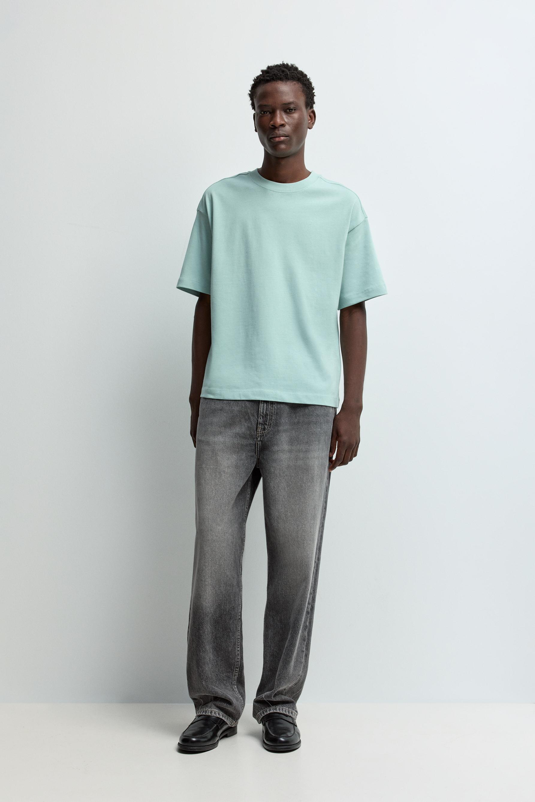 Boxy medium weight T-shirt — PALE TURQUOISE