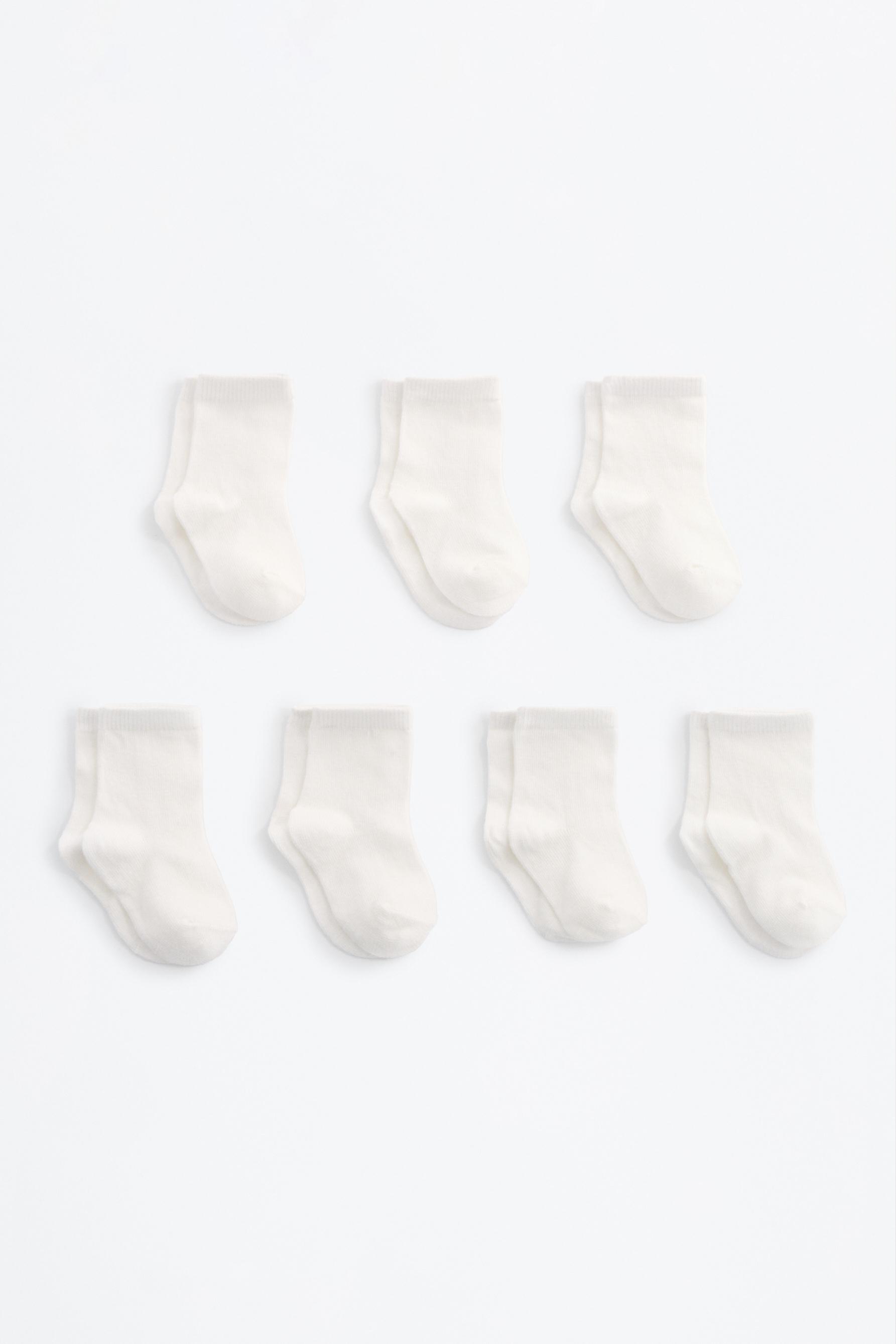 Colour block long socks (Pack 7) — WHITE