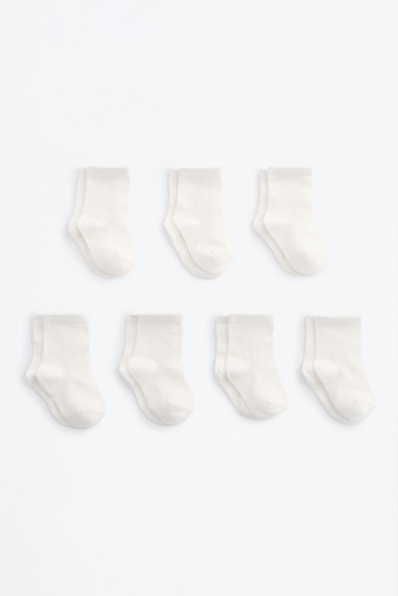 Colour block long socks (Pack 7) — WHITE