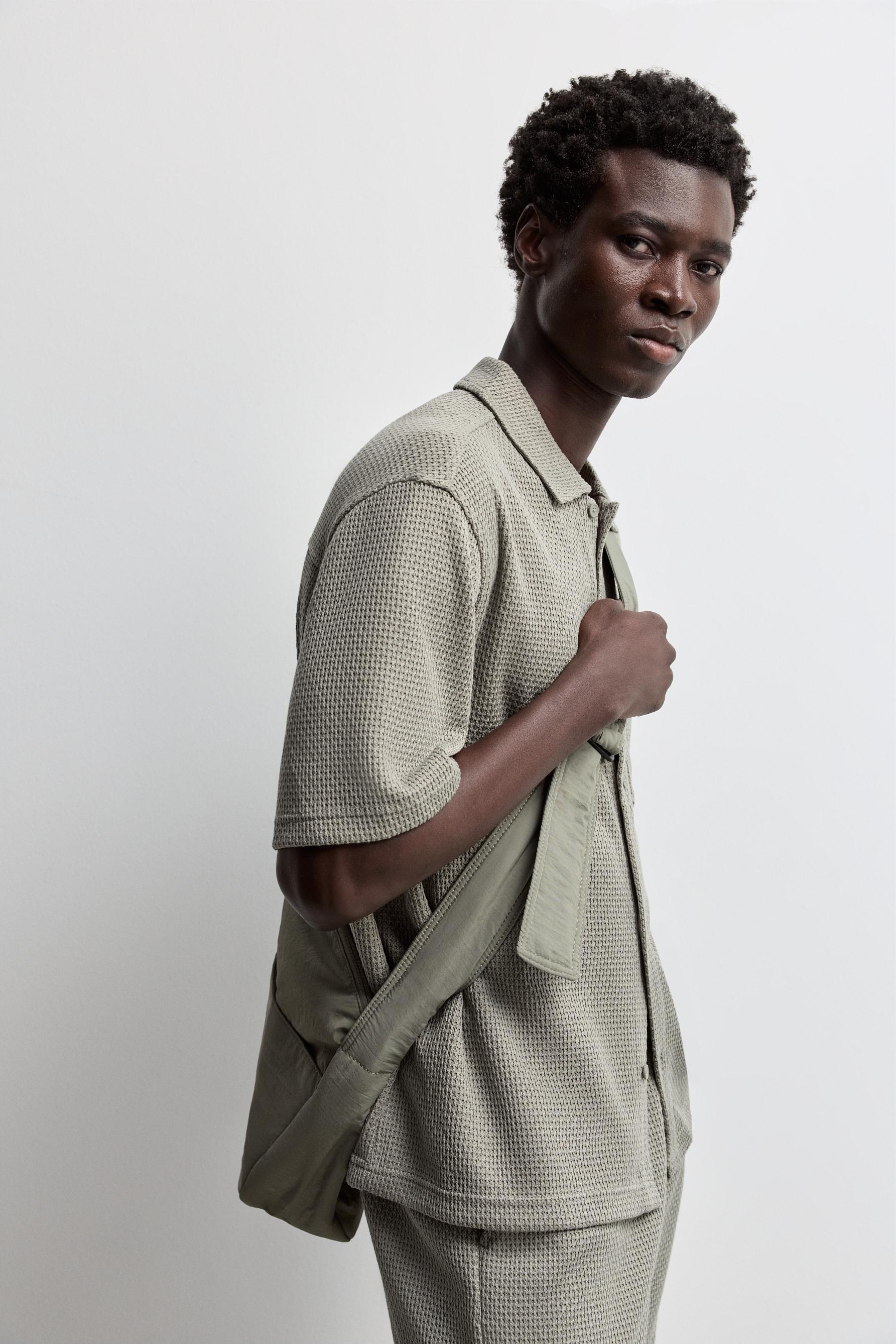 Waffle texture shirt — PALE GREEN