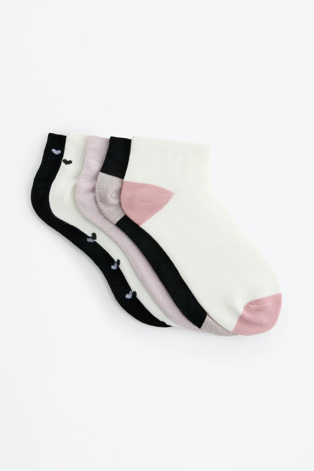5-pack of ankle socks with metallic detail