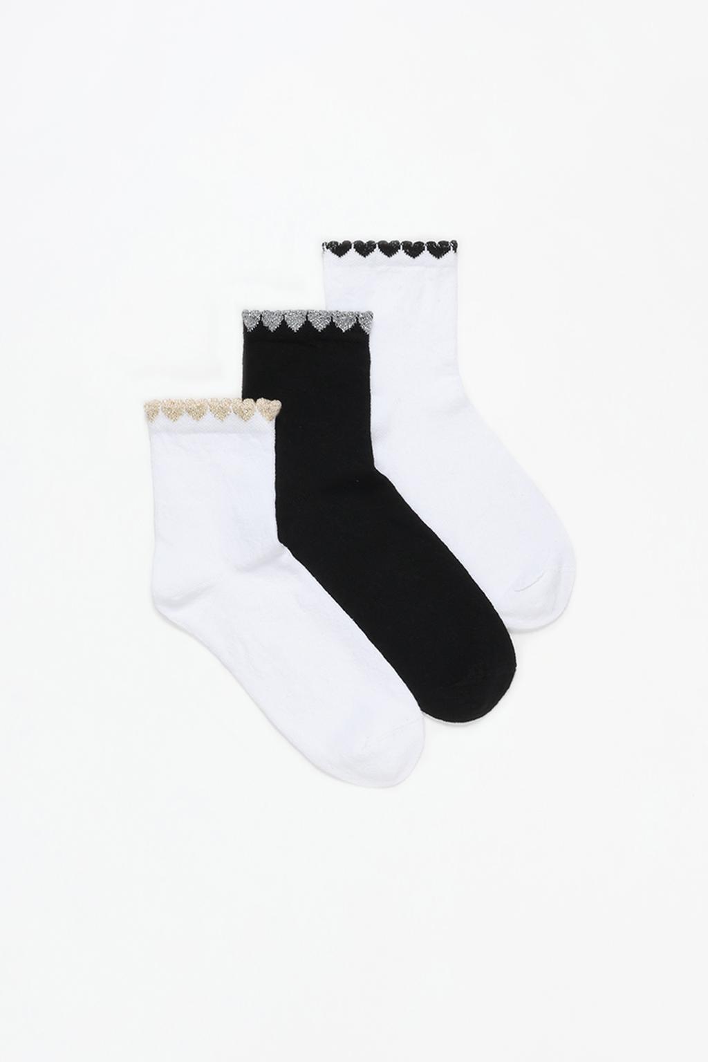 Pack of 3 pairs of long scalloped socks