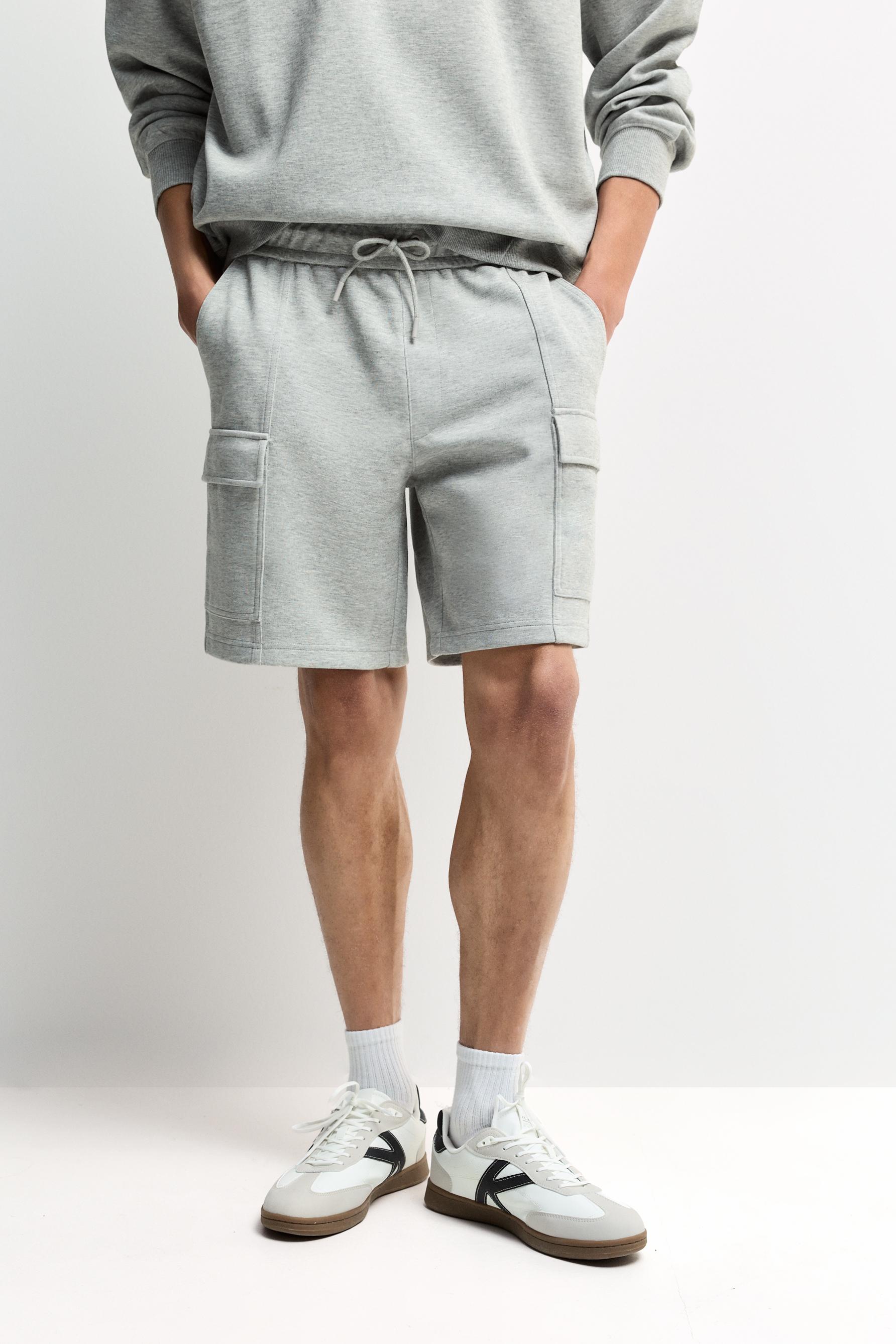 Interlock cargo Bermuda shorts — GREY MARL
