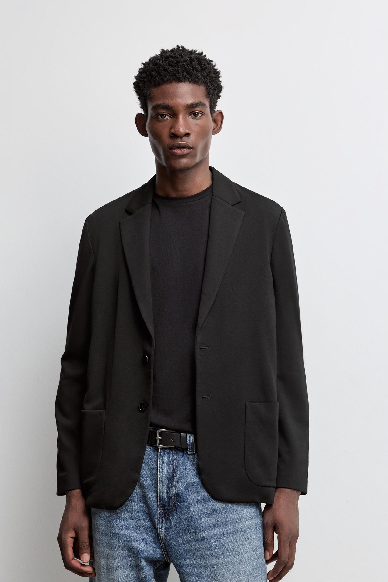 Stretch casual blazer — BLACK