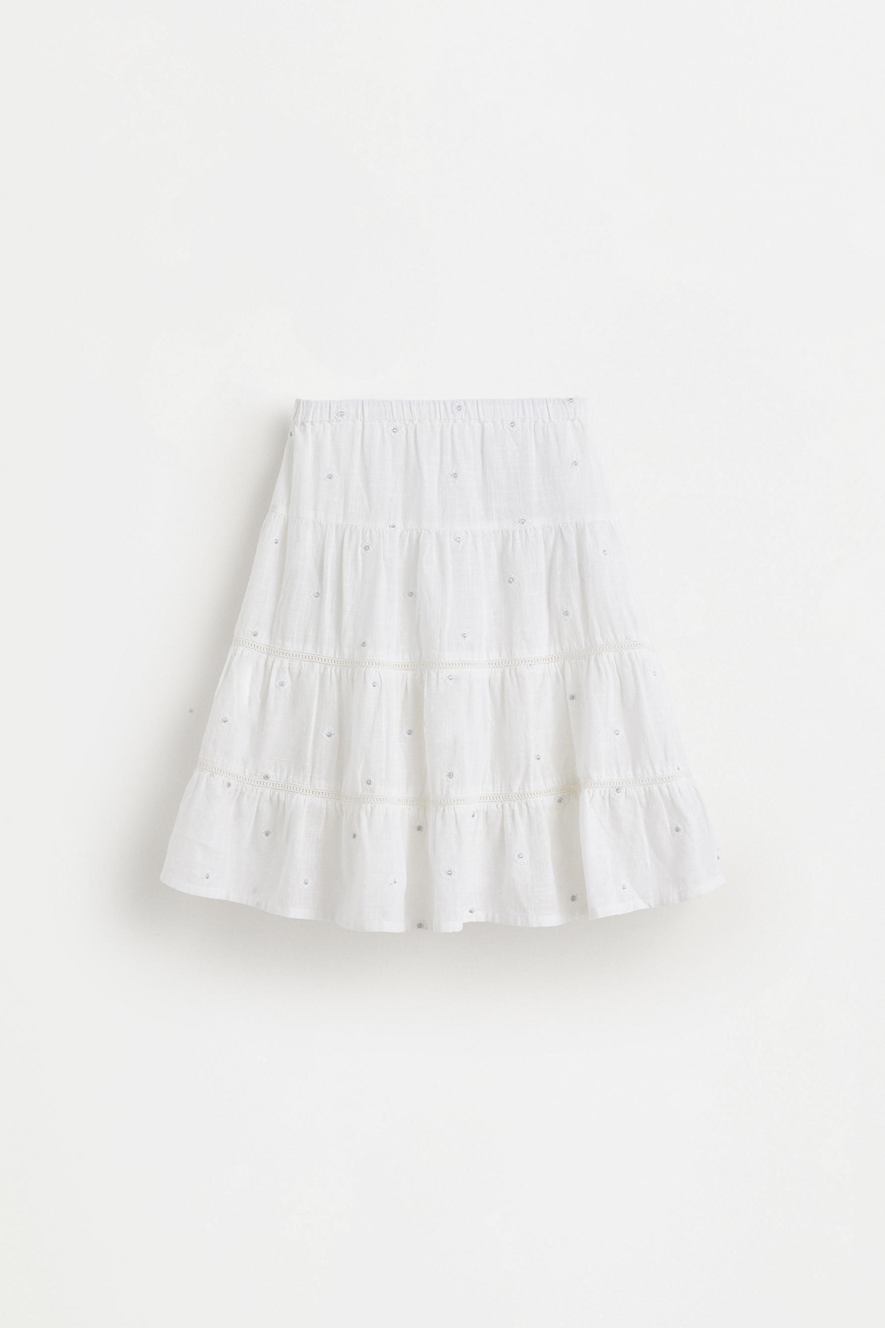 Embroidered sequin skirt — WHITE