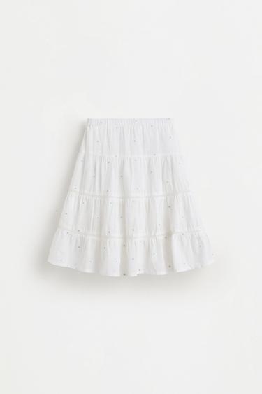 Embroidered sequin skirt — WHITE 1