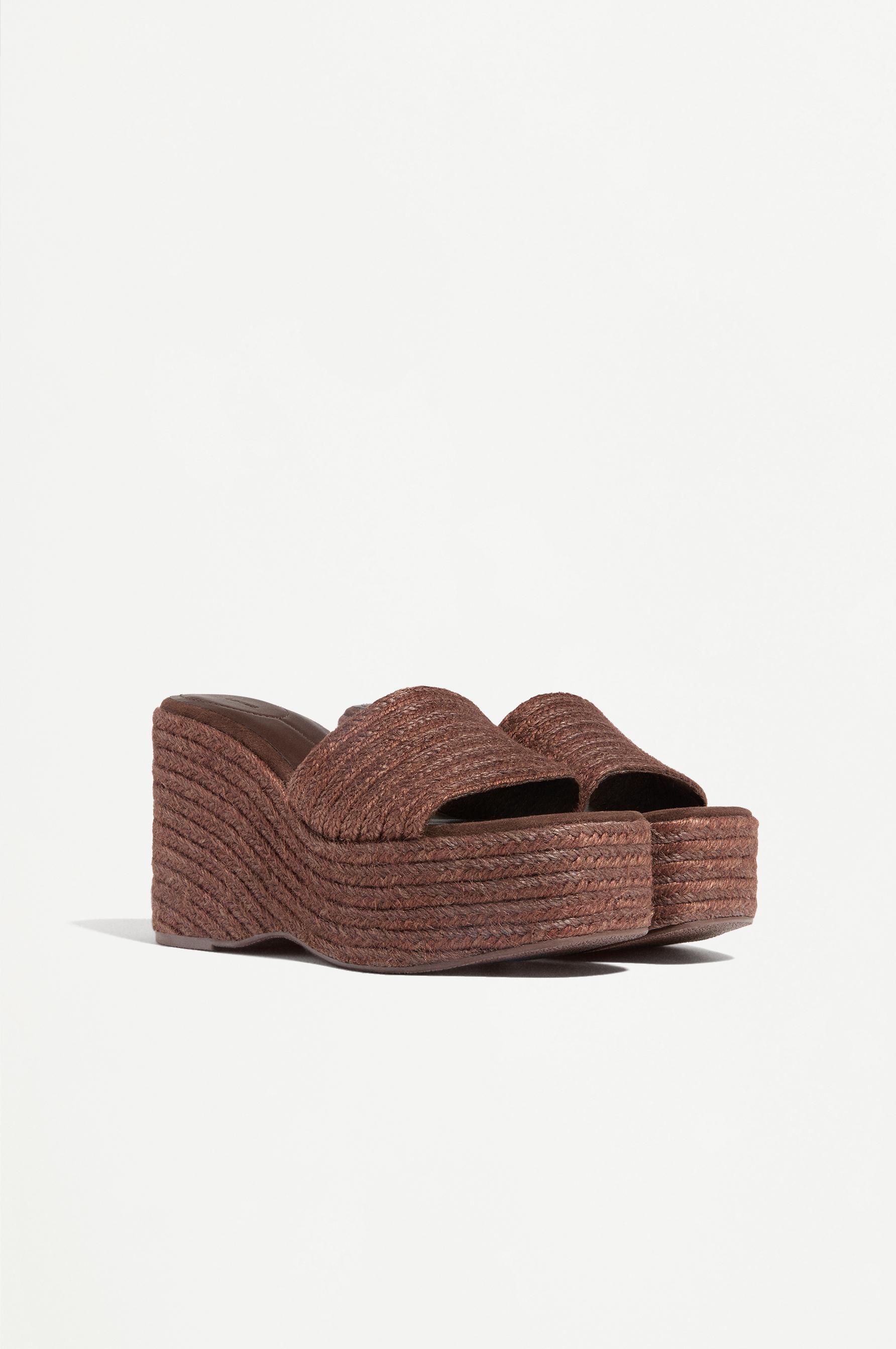 Women's raffia wedge sandals — BROWN