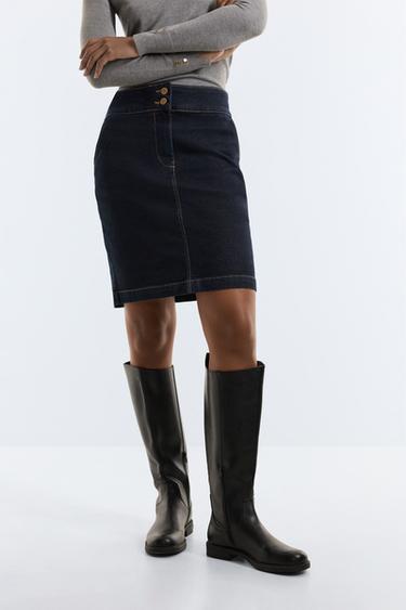 Denim pencil skirt — NAVY 3