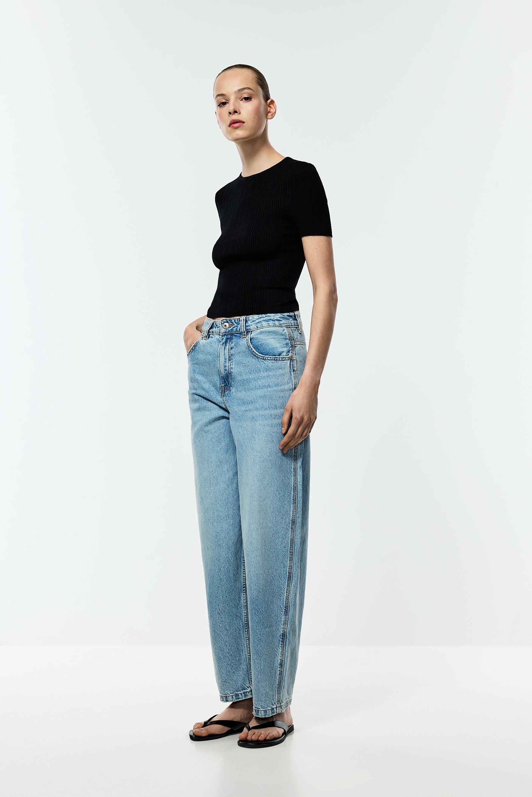 Basic ribbed knit top — BLACK