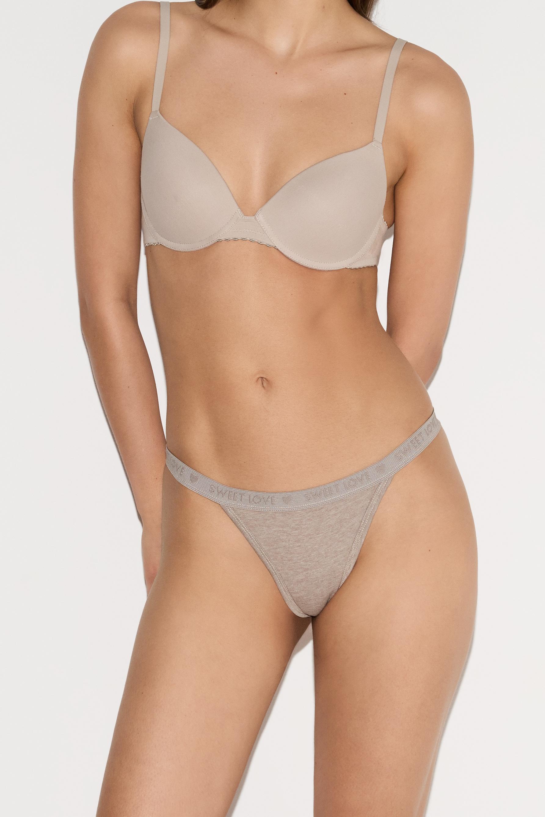4-pack of cotton thongs — BROWN