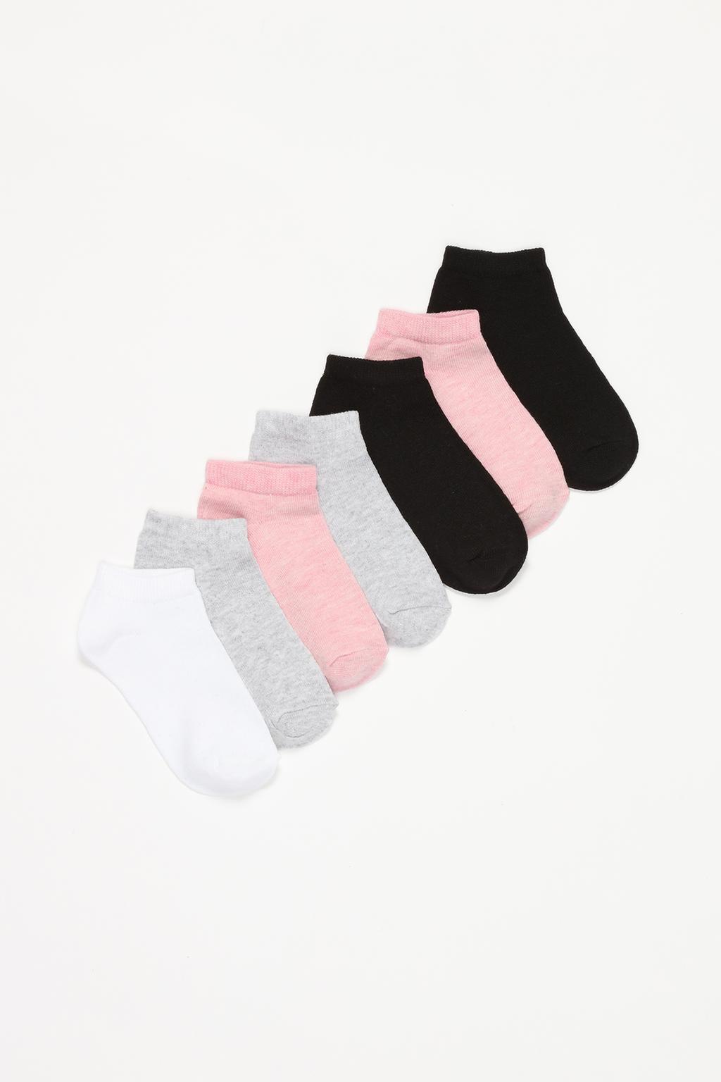 Pack of 7 pairs of basic coloured ankle socks