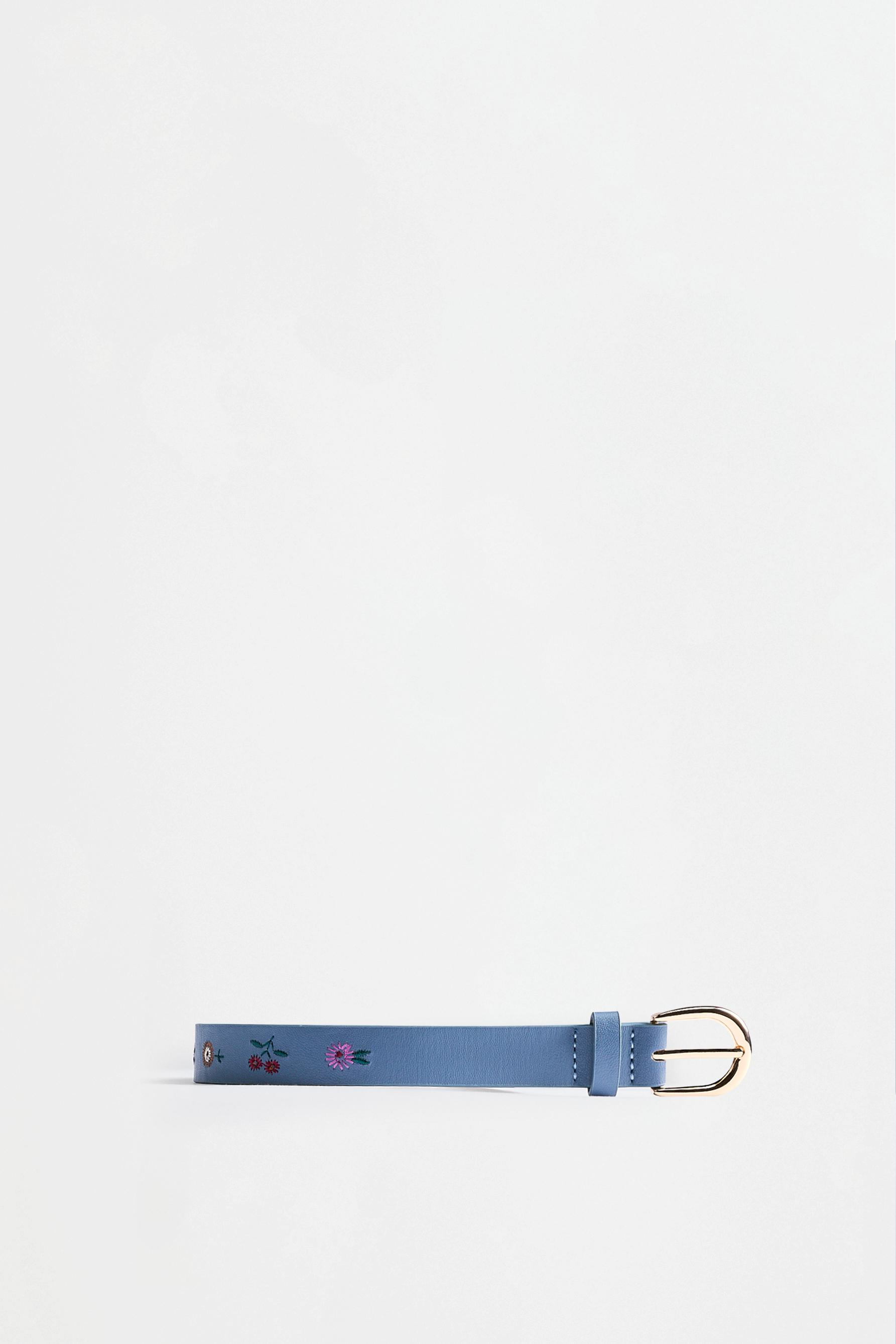 Embroidered flower belt — BLUISH NAVY