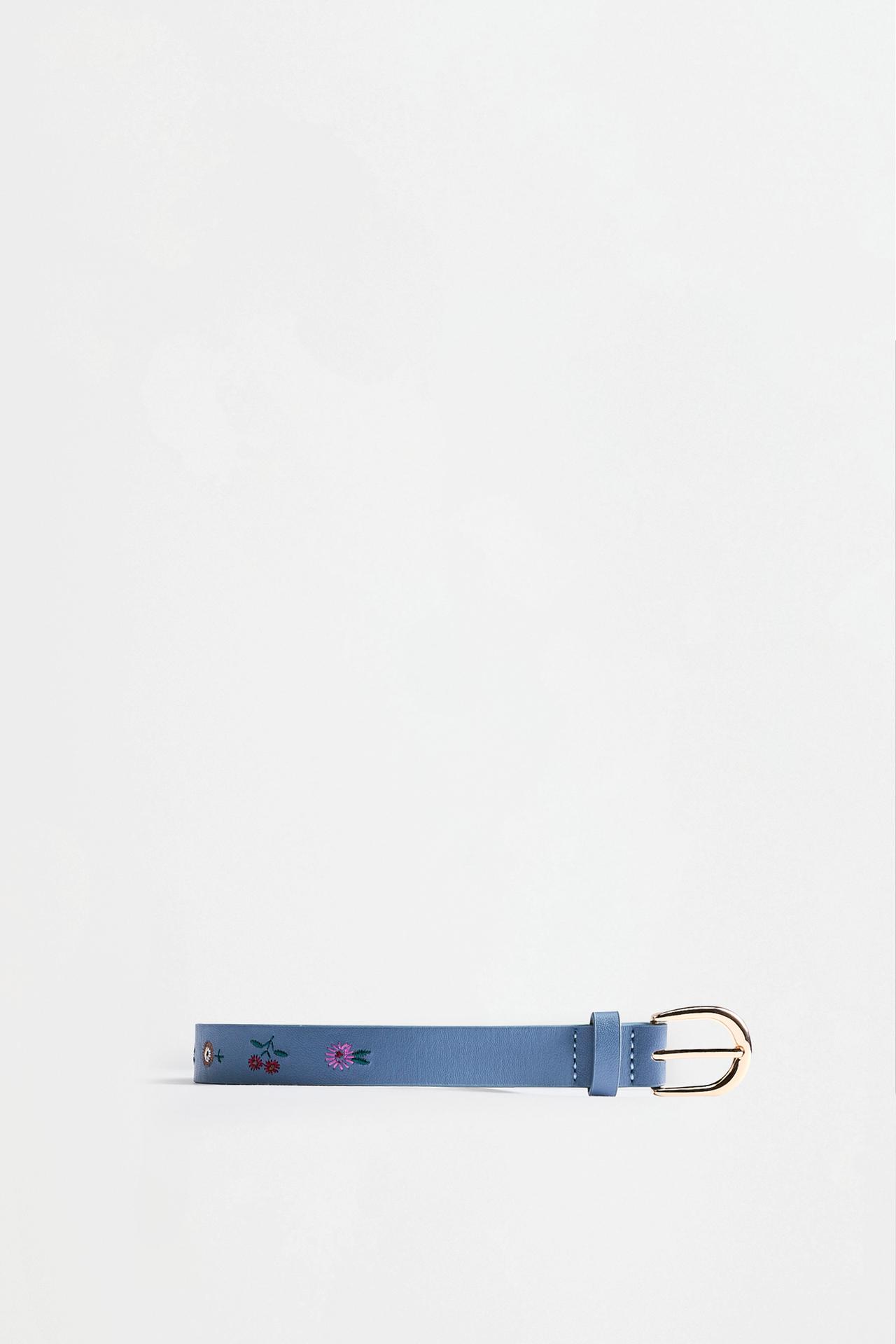 Embroidered flower belt — BLUISH NAVY