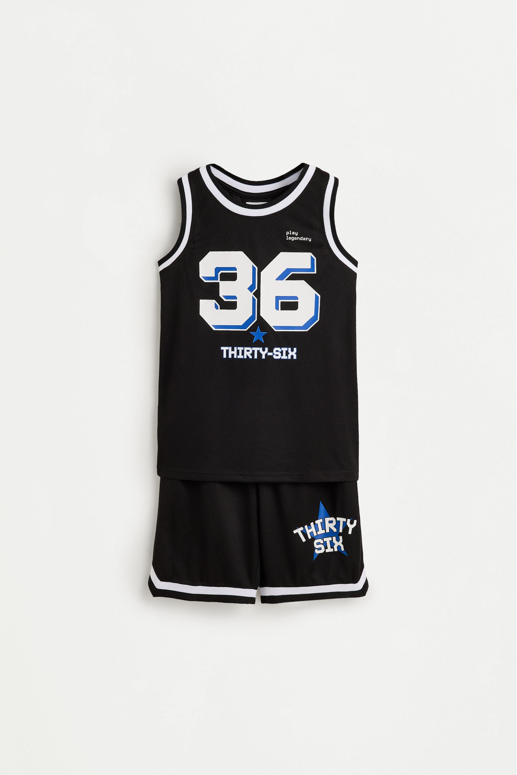 Basketball tank top and shorts set — BLACK