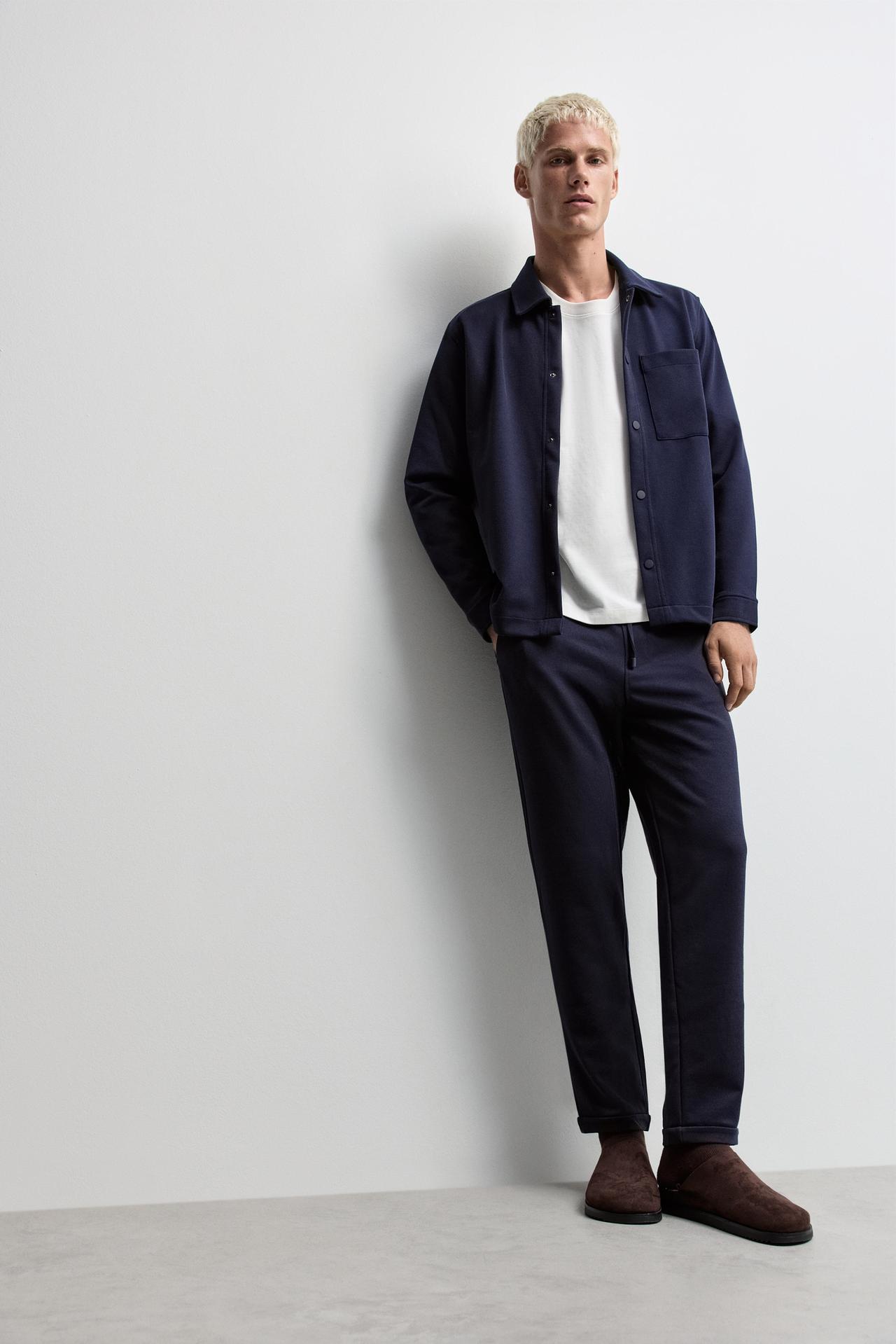 Piqué joggers — NAVY