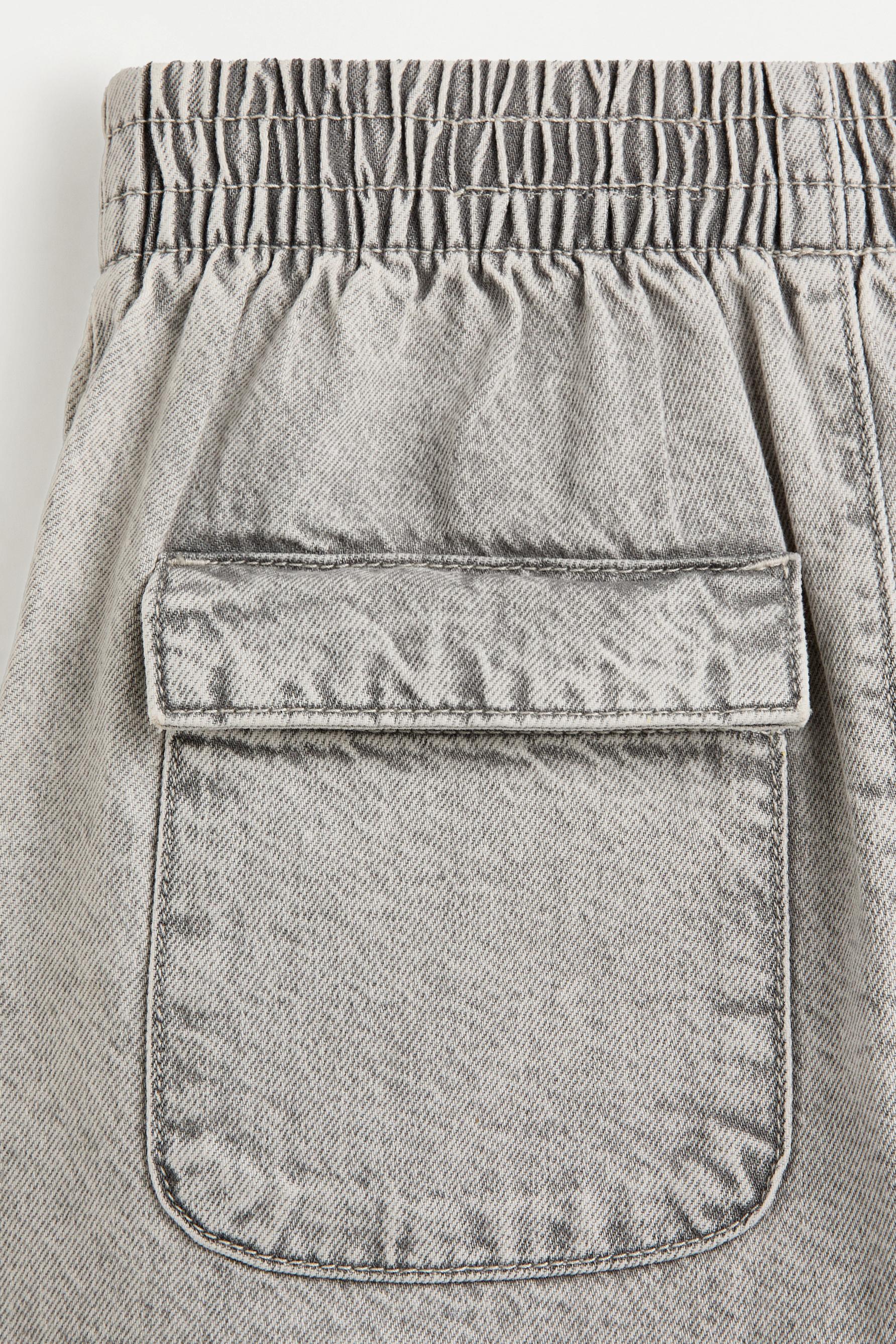 Denim cargo shorts — PALE GREY